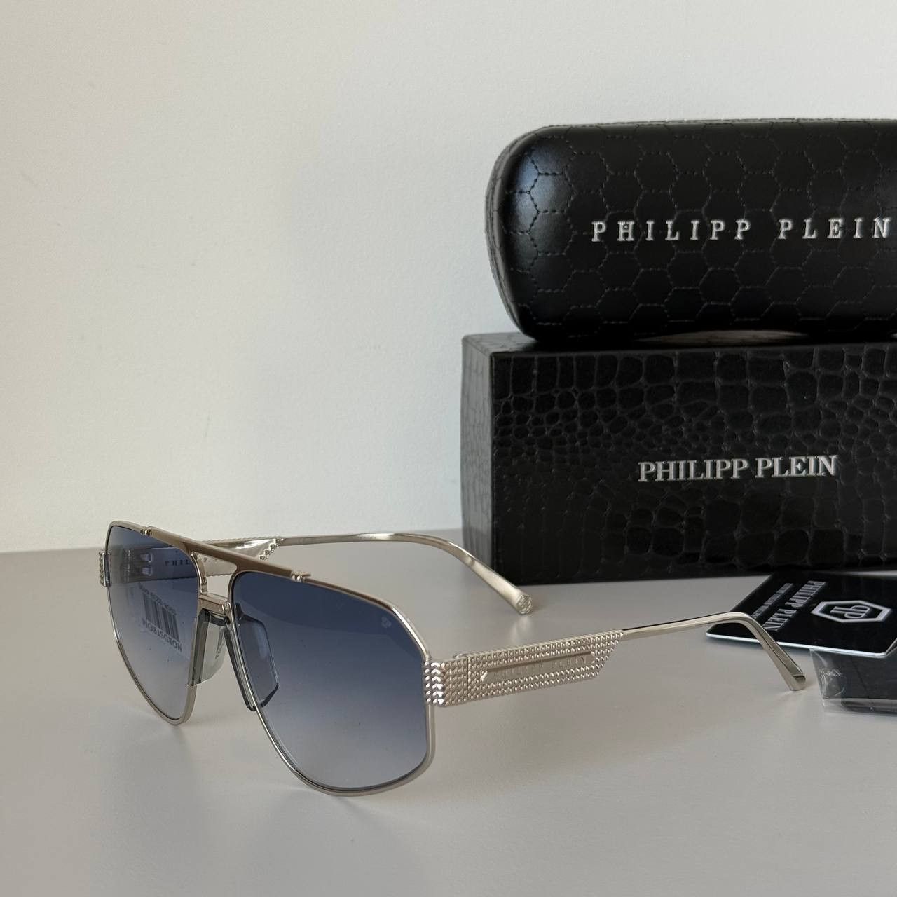 Philipp Plein Philipp Plein Rock Superhero SPP106 Men’s Sunglasses Silver Size ONE SIZE - 1 Thumbnail
