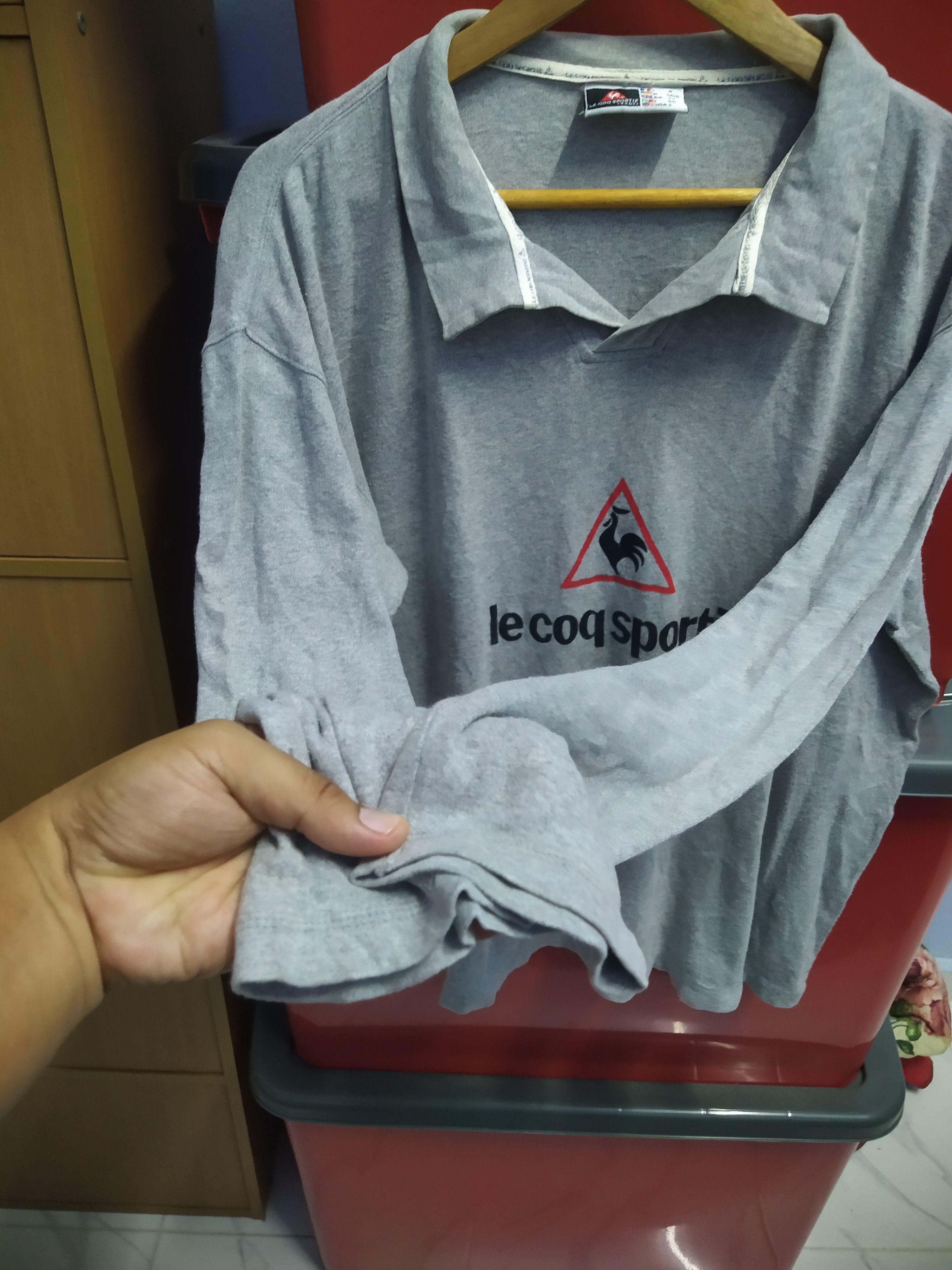 Vintage Vintage Le Coq Sportif France Polo Shirt Grey Big Logo Size US L / EU 52-54 / 3 - 3 Thumbnail