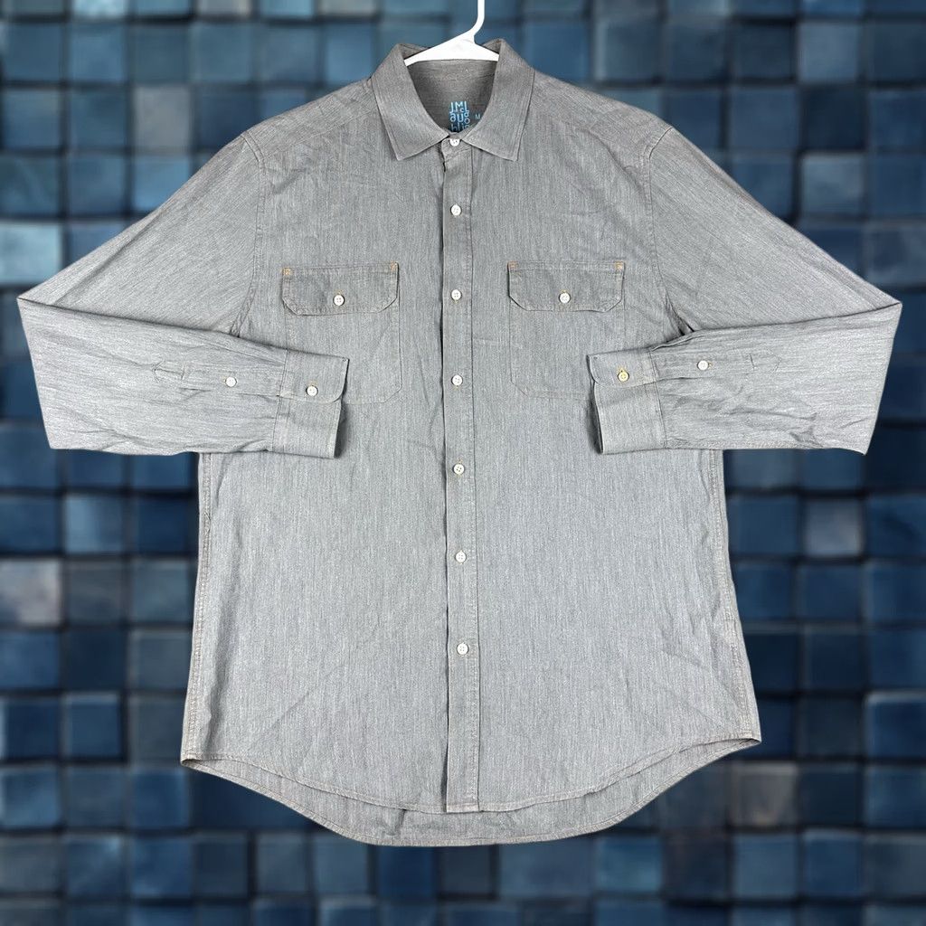 J.McLaughlin J McLaughlin Shirt Mens M Gray Chambray Denim Long Sleeve Button Up EUC Size US M / EU 48-50 / 2 - 1 Thumbnail