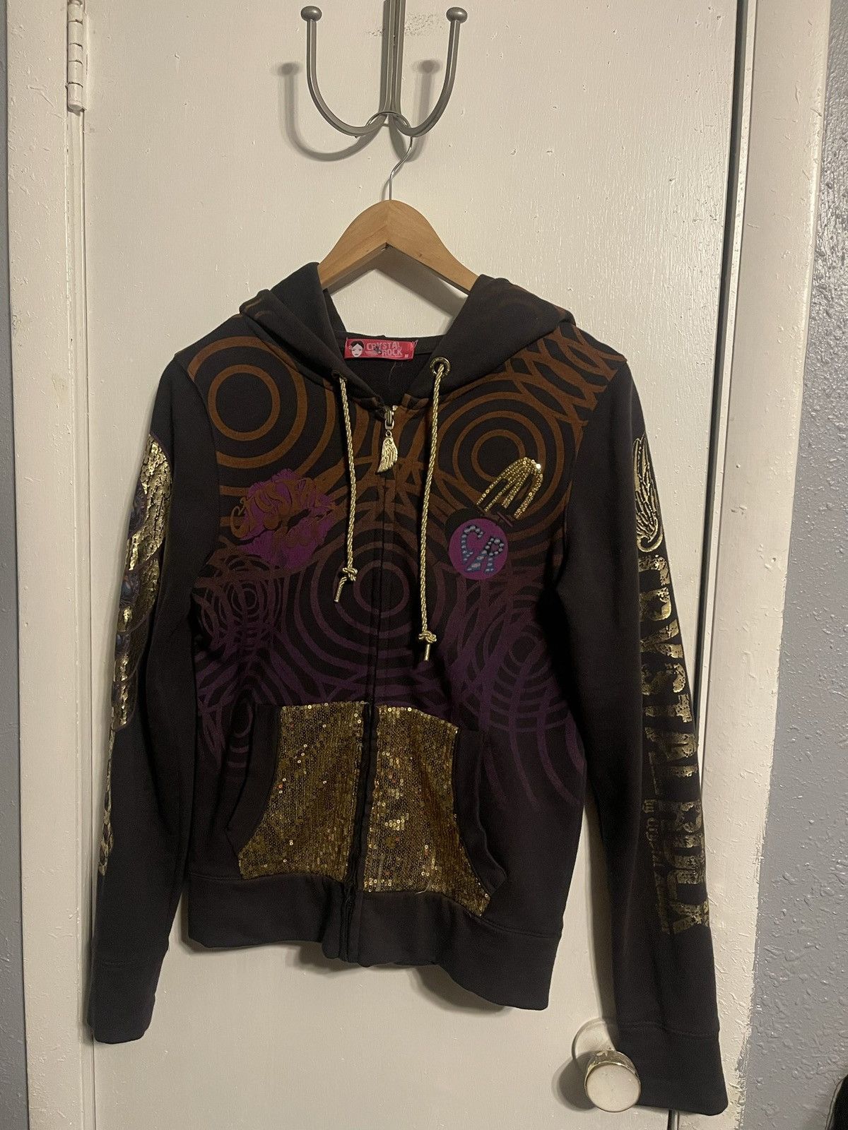 Christian Audigier Vintage Crystal Rock Hoodie Size M / US 6-8 / IT 42-44 - 1 Thumbnail