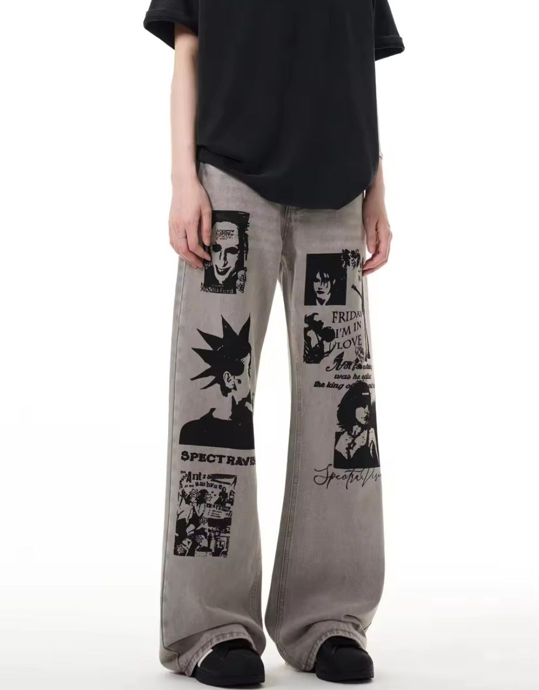 Japanese Brand × Jean Earth Color Print Style Loose Jeans Daily Size US 29 - 2 Thumbnail