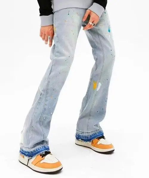 Japanese Brand × Jean Y2K Ink Graffiti Baggy Ripped Flare Jean Size US 36 / EU 52 - 3 Thumbnail