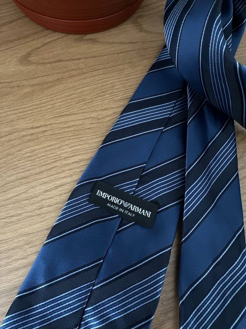 Emporio Armani Vintage Emporio Armani Made in Italy Silk Tie – Navy Striped Size ONE SIZE - 7 Thumbnail