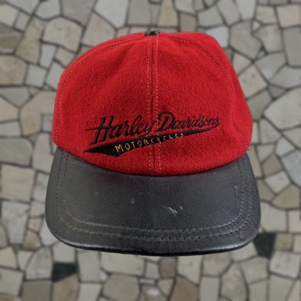 Harley Davidson Harley-Davidson Vintage Hat Strapback Baseball Cap Men 90s Biker Motorcycle Wool Cotton Red Black Size ONE SIZE - 1 Thumbnail