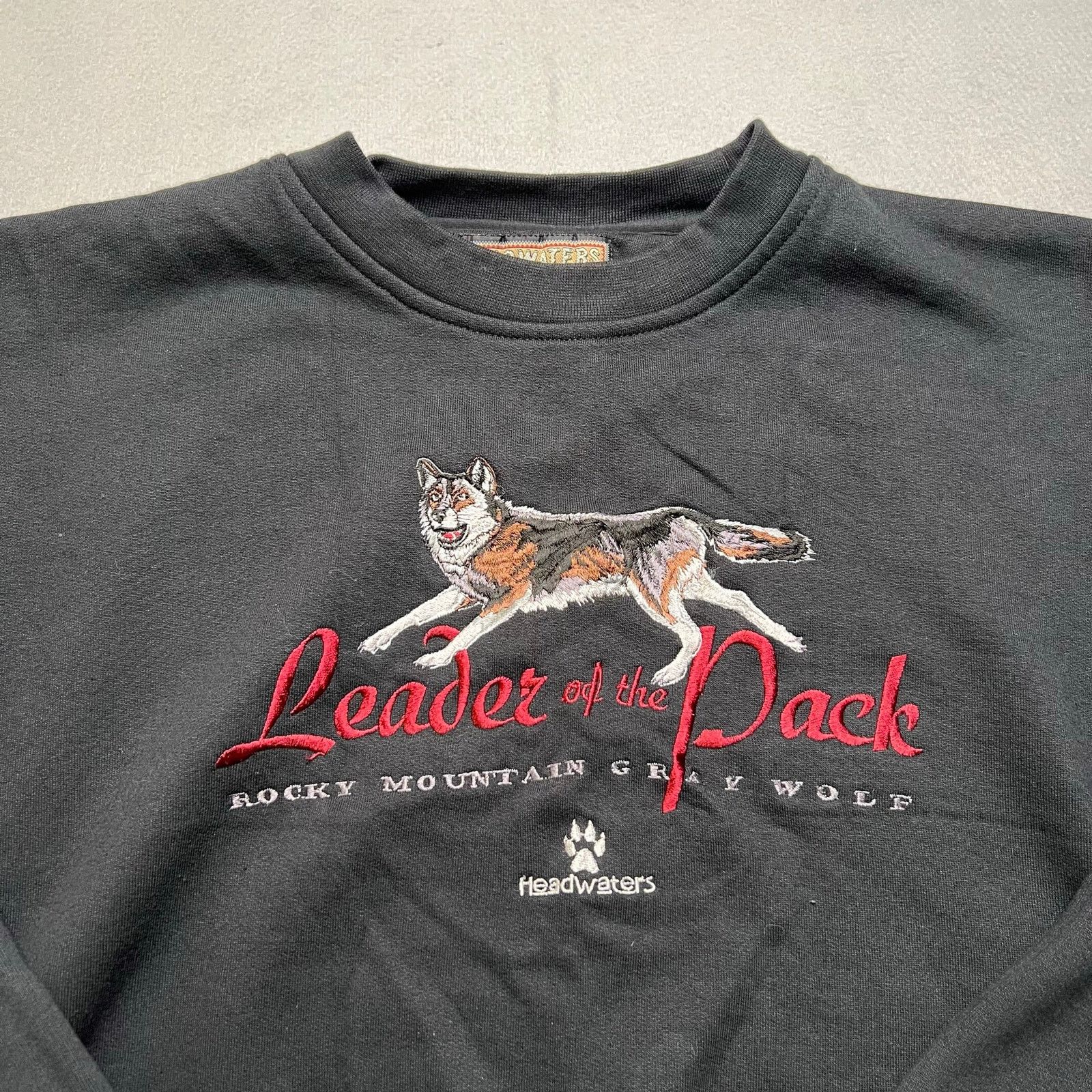 Vintage Headwaters Leader of the Pack Wolf Sweatshirt Mens XXL Black Size US XXL / EU 58 / 5 - 2 Thumbnail