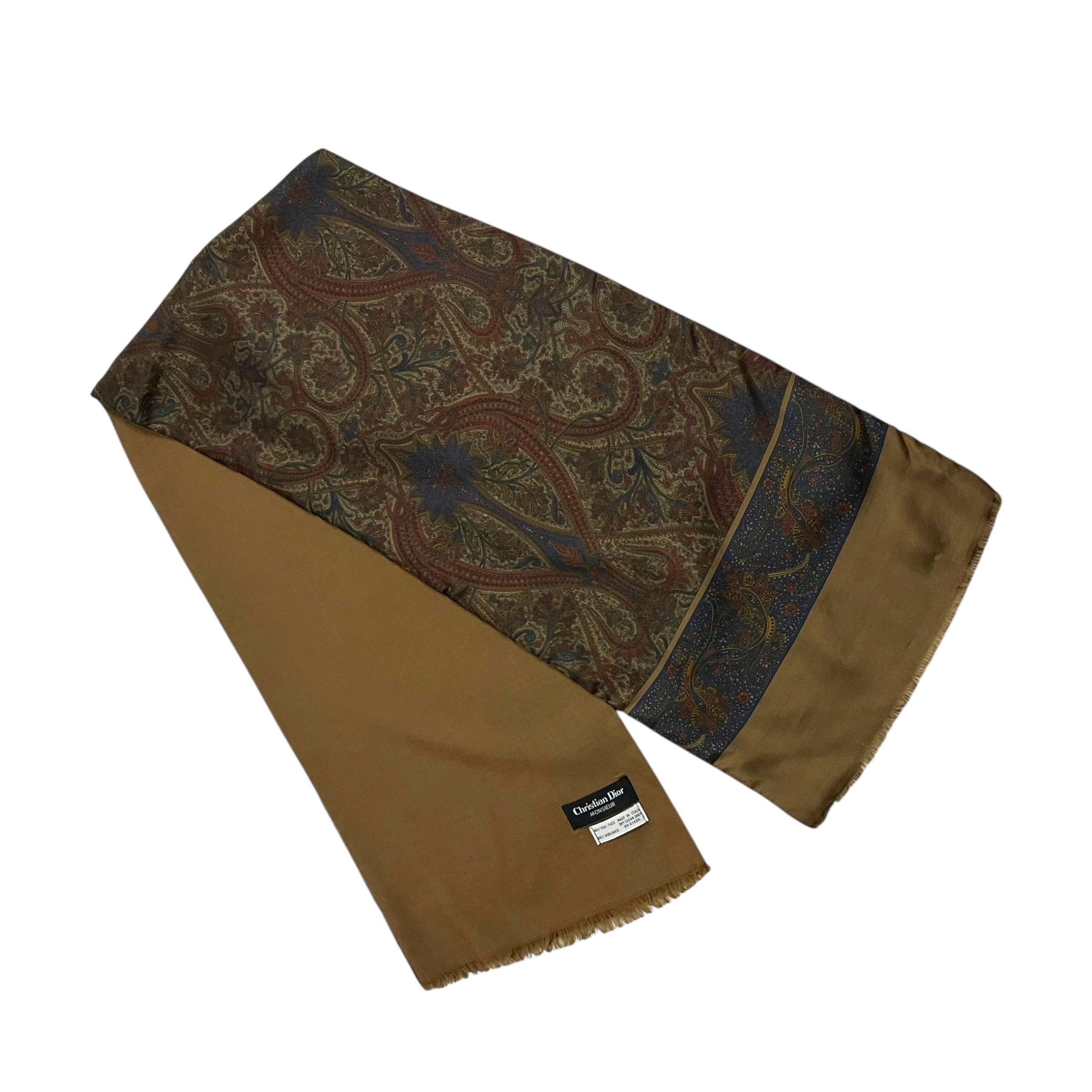 Christian Dior Monsieur Christian Dior Monsieur Paisley Silk Scarf - O/S Size ONE SIZE - 3 Thumbnail