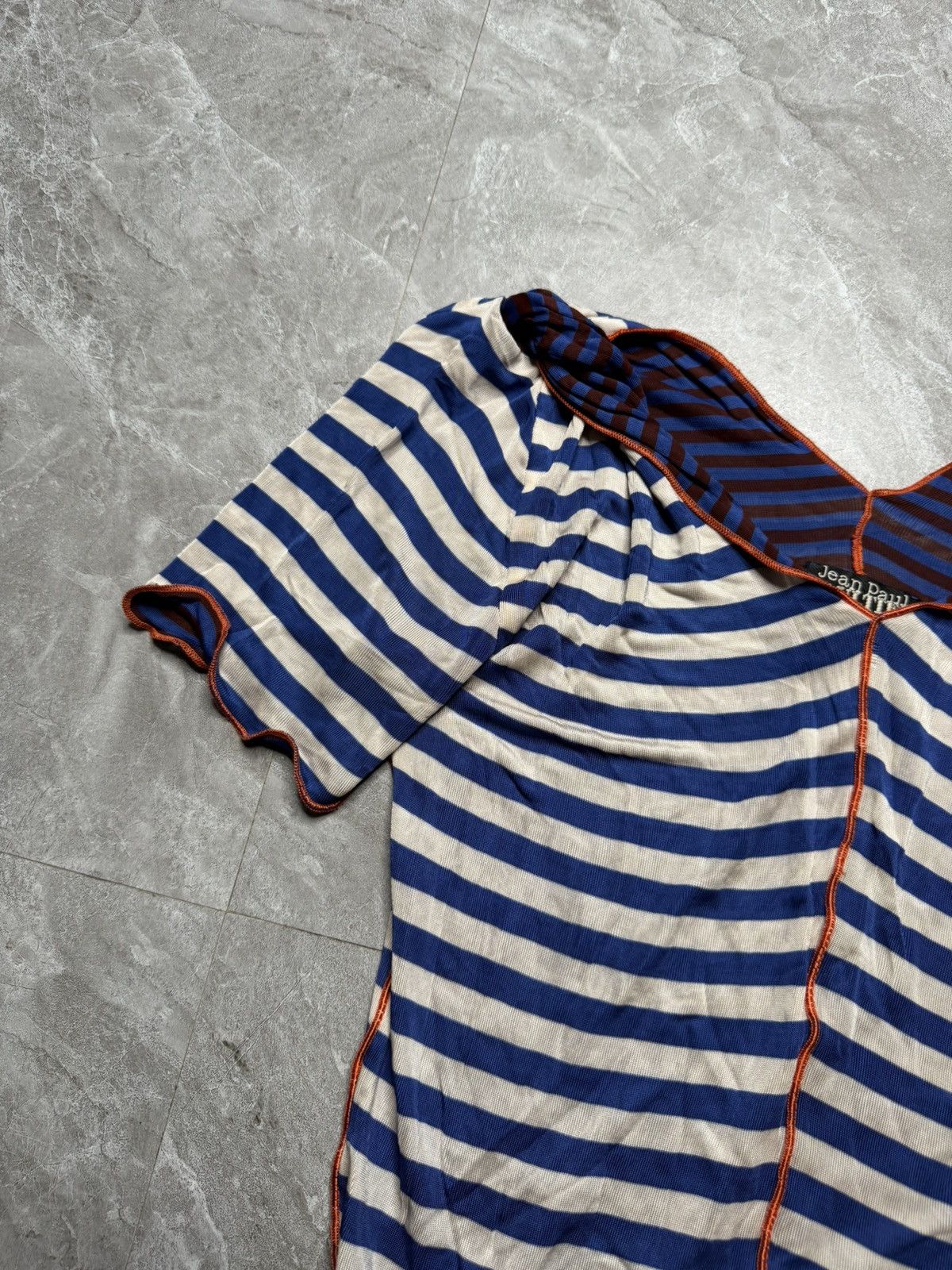 Jean Paul Gaultier Jean Paul Gaultier Tied Shoulders Mesh Striped Top Size L / US 10 / IT 46 - 4 Thumbnail