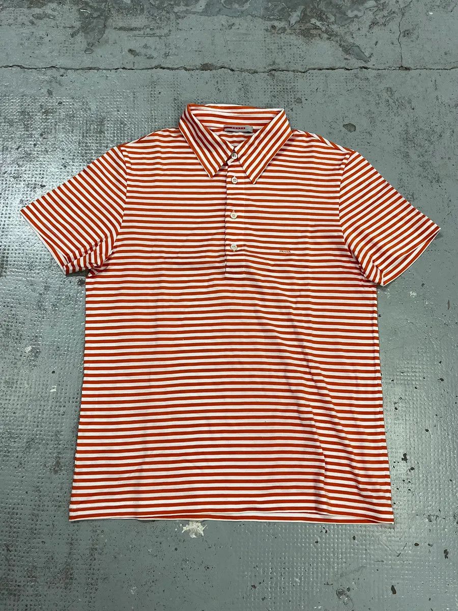 Prada 2000s Prada Orange Striped Polo Size US S / EU 44-46 / 1 - 1 Thumbnail