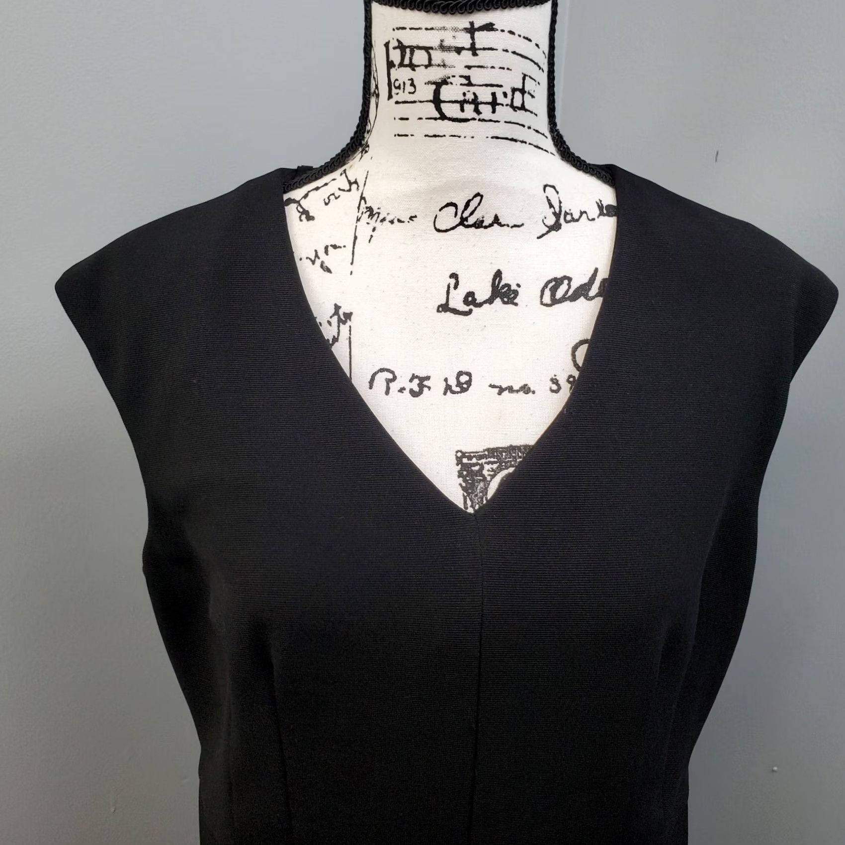 Vintage Emma & Michele Shift Dress Womens Size 12 Black Zipper Pockets Stretch Casual Midi Back Zip Sleeveless Cap Sleeve Vintage: No Size XL / US 12-14 / IT 48-50 - 3 Thumbnail