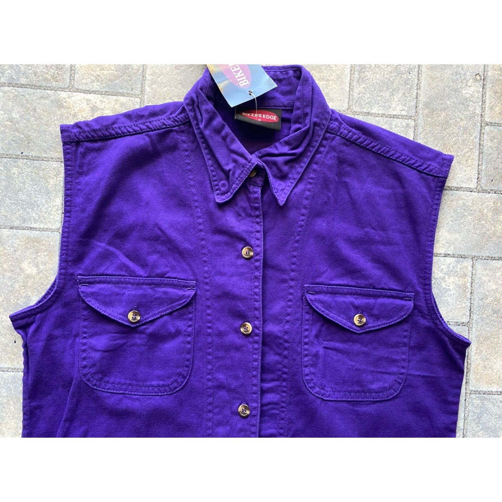 Vintage NWT Biker's Edge WOMENS MEDIUM Vest Button Up Snap Collar Purple/Pink Sturgis 2024 South Dakota Rally Rose Floral Canvas Cotton Size M / US 6-8 / IT 42-44 - 4 Thumbnail