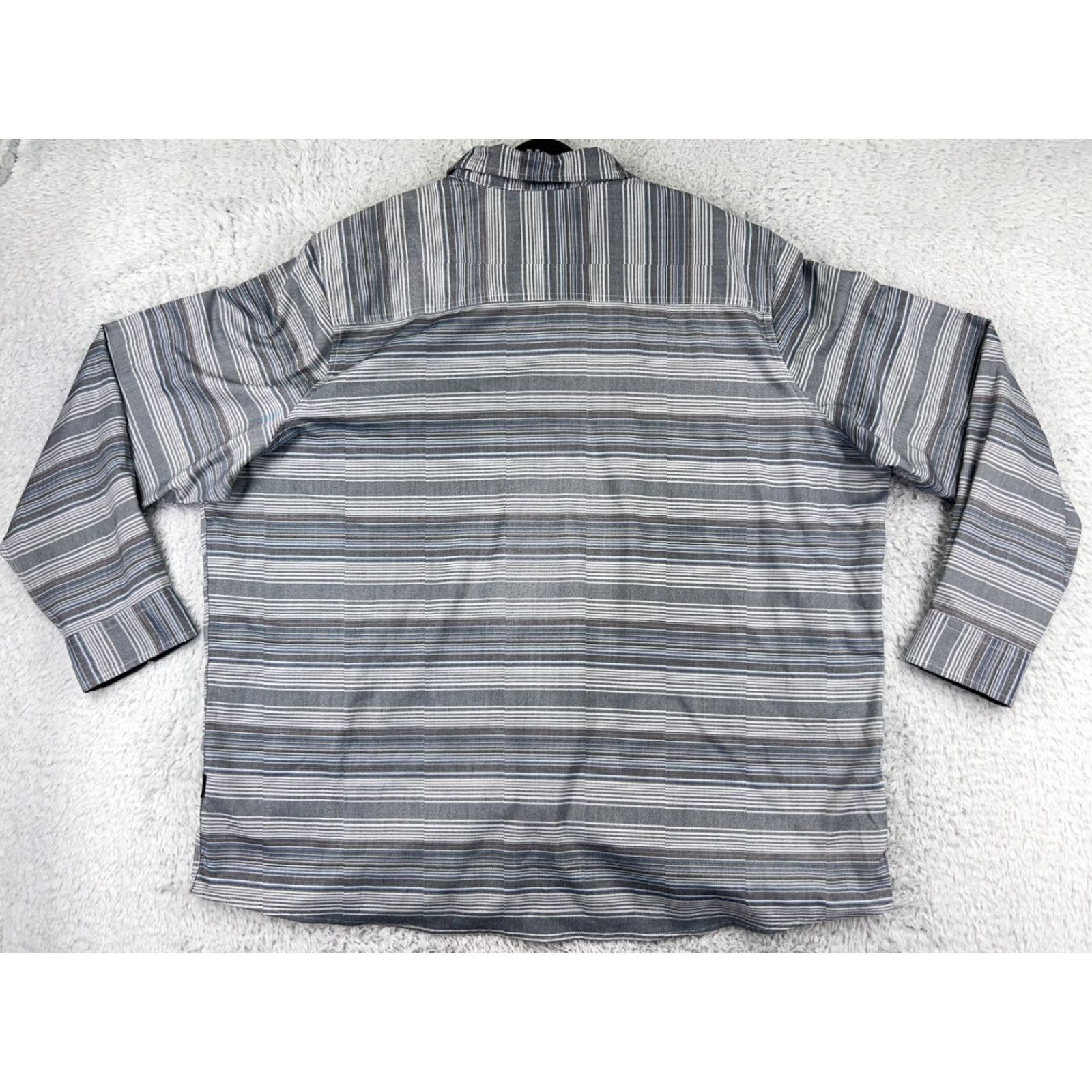 Vintage Swiss+Tech Shirt Men 3XL Gray Striped Long Sleeve Button Up Polyester Blend Size US XXL / EU 58 / 5 - 2 Thumbnail