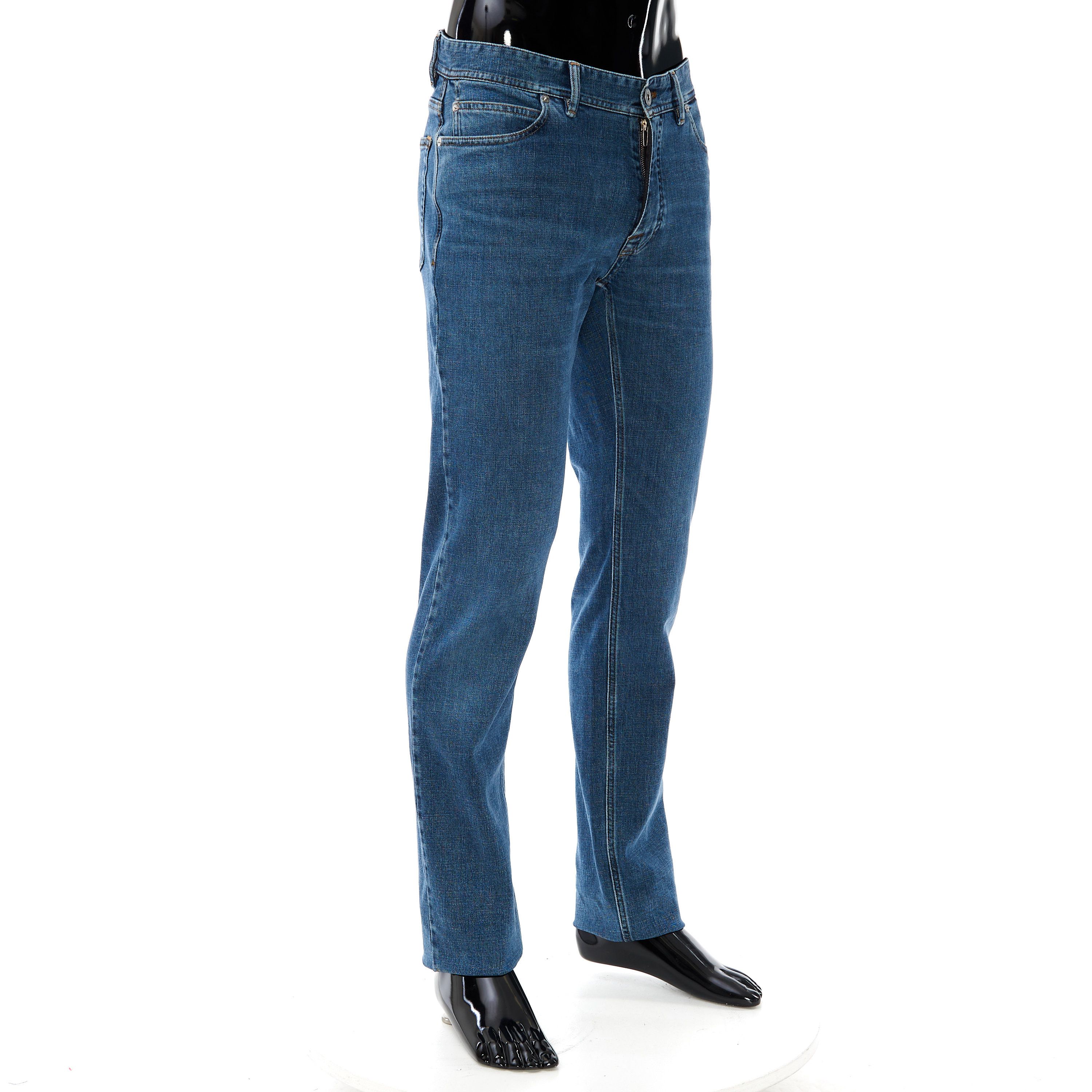 Brioni Regular Fit Jeans In Medium Blue Stretch Cotton Size US 34 / EU 50 - 3 Thumbnail