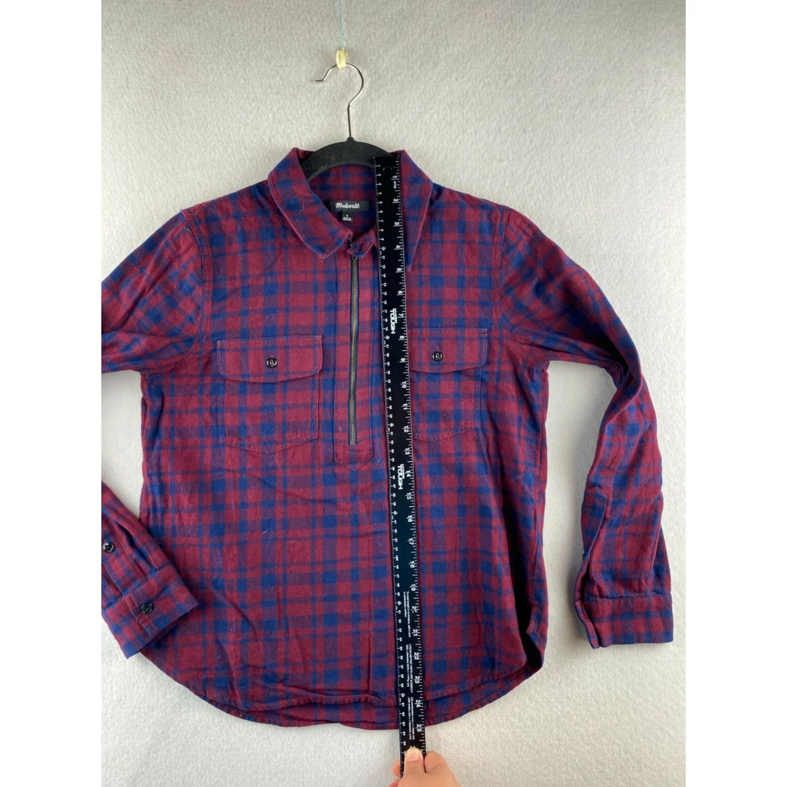 Madewell Madewell Shirt Womens Small S Blue Red Plaid 1/4 Zip Long Sleeve Multicolor Flannel Shirt Size S / US 4 / IT 40 - 5 Thumbnail