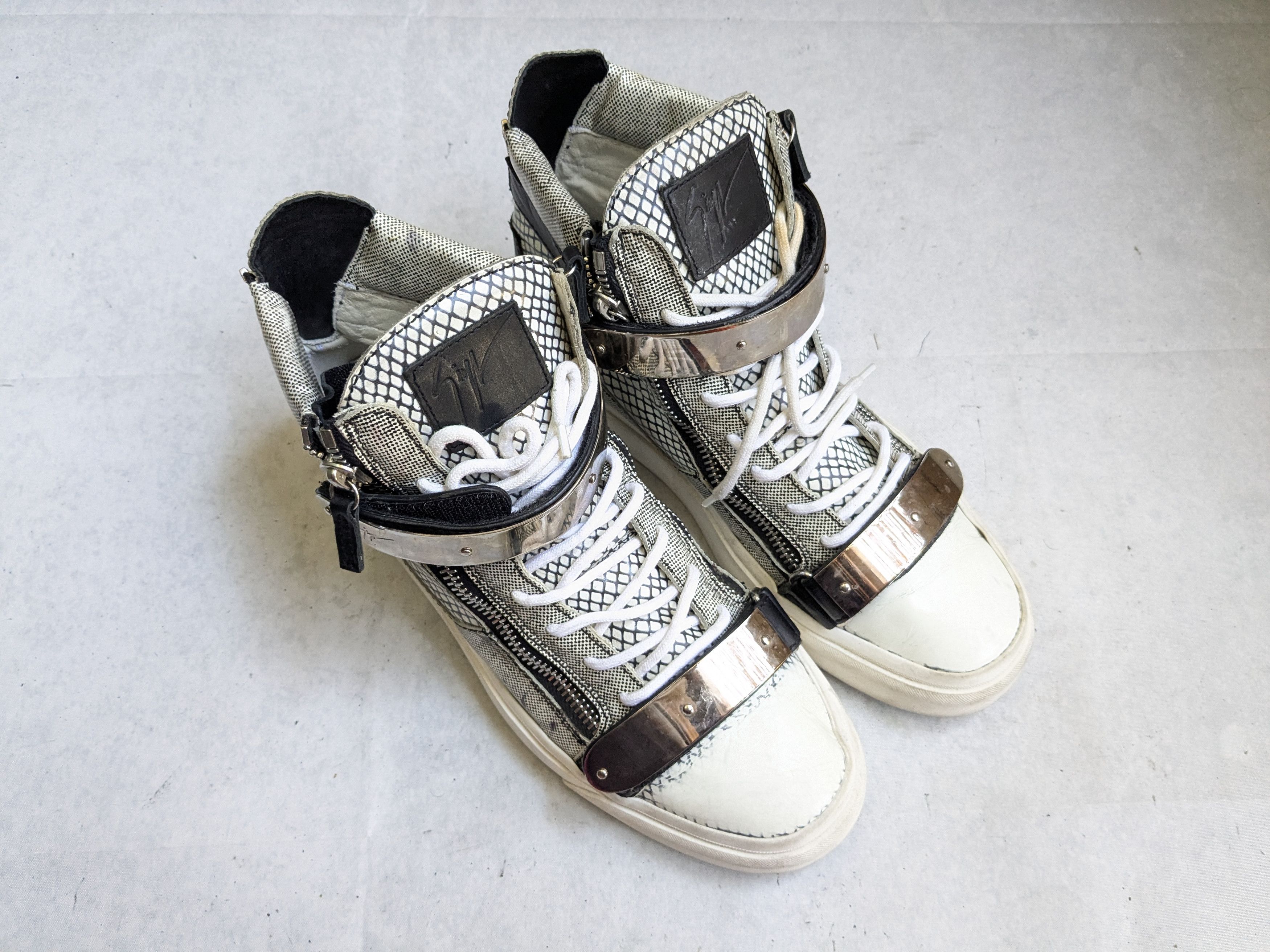 Giuseppe Zanotti Giuseppe Zanotti Sneakers Black White 10 43 High Top Leather Size US 10 / EU 43 - 4 Thumbnail