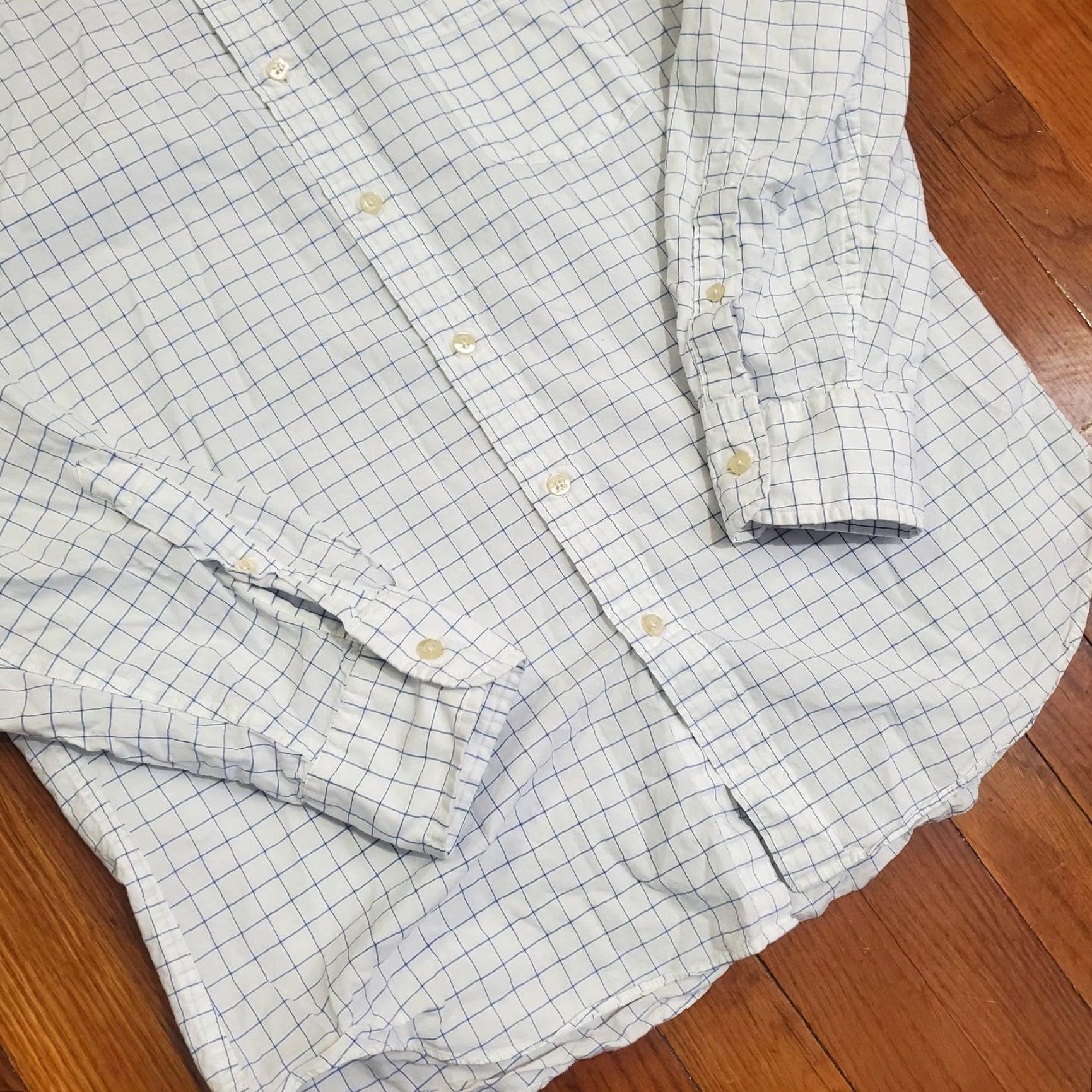 J.Crew J.CREW Shirt Mens Large White Blue Check 100% Cotton Button-Down Long Sleeve Size US L / EU 52-54 / 3 - 2 Thumbnail