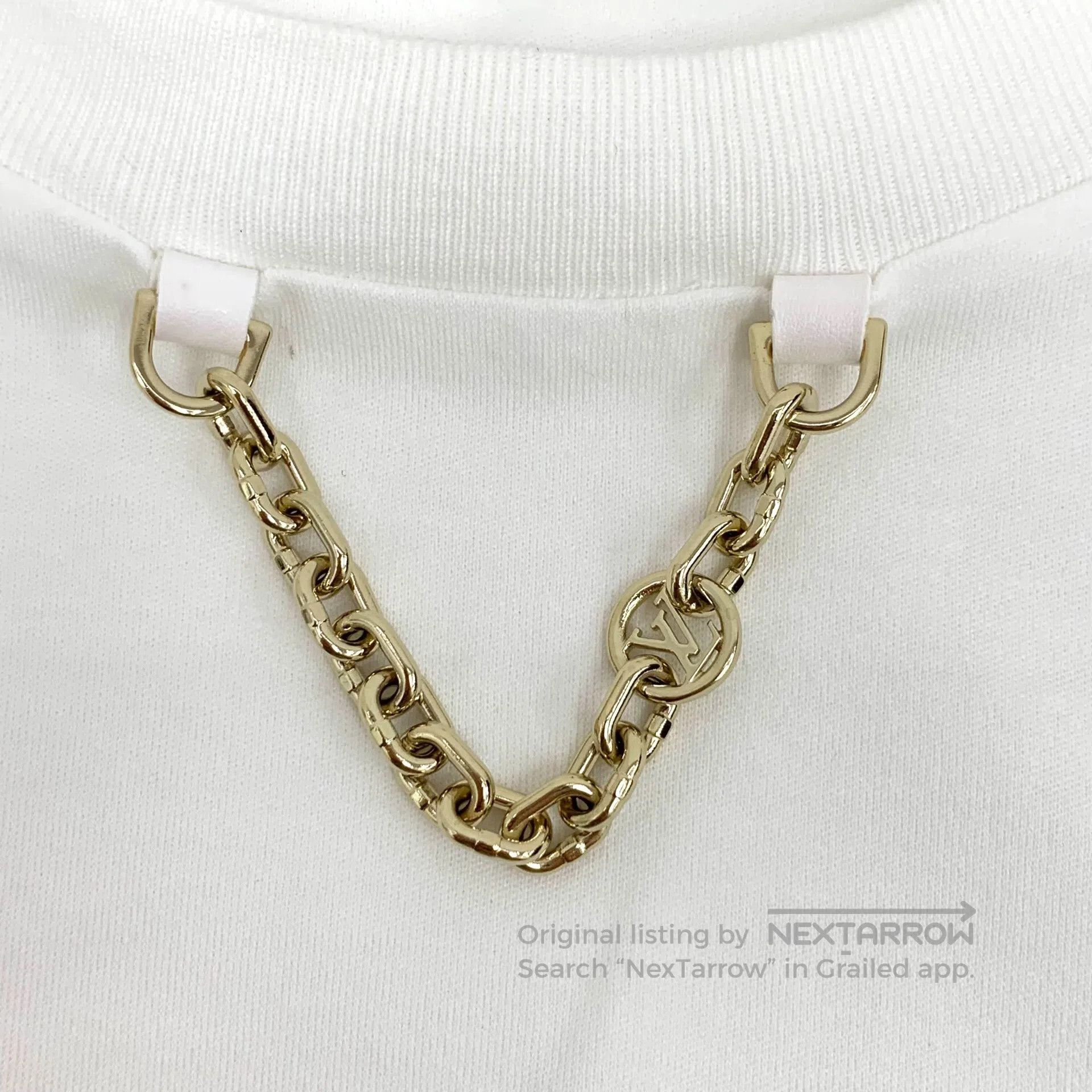 Louis Vuitton Louis Vuitton White Logo Rope Print Cotton Round Neck Shor Size US L / EU 52-54 / 3 - 5 Thumbnail