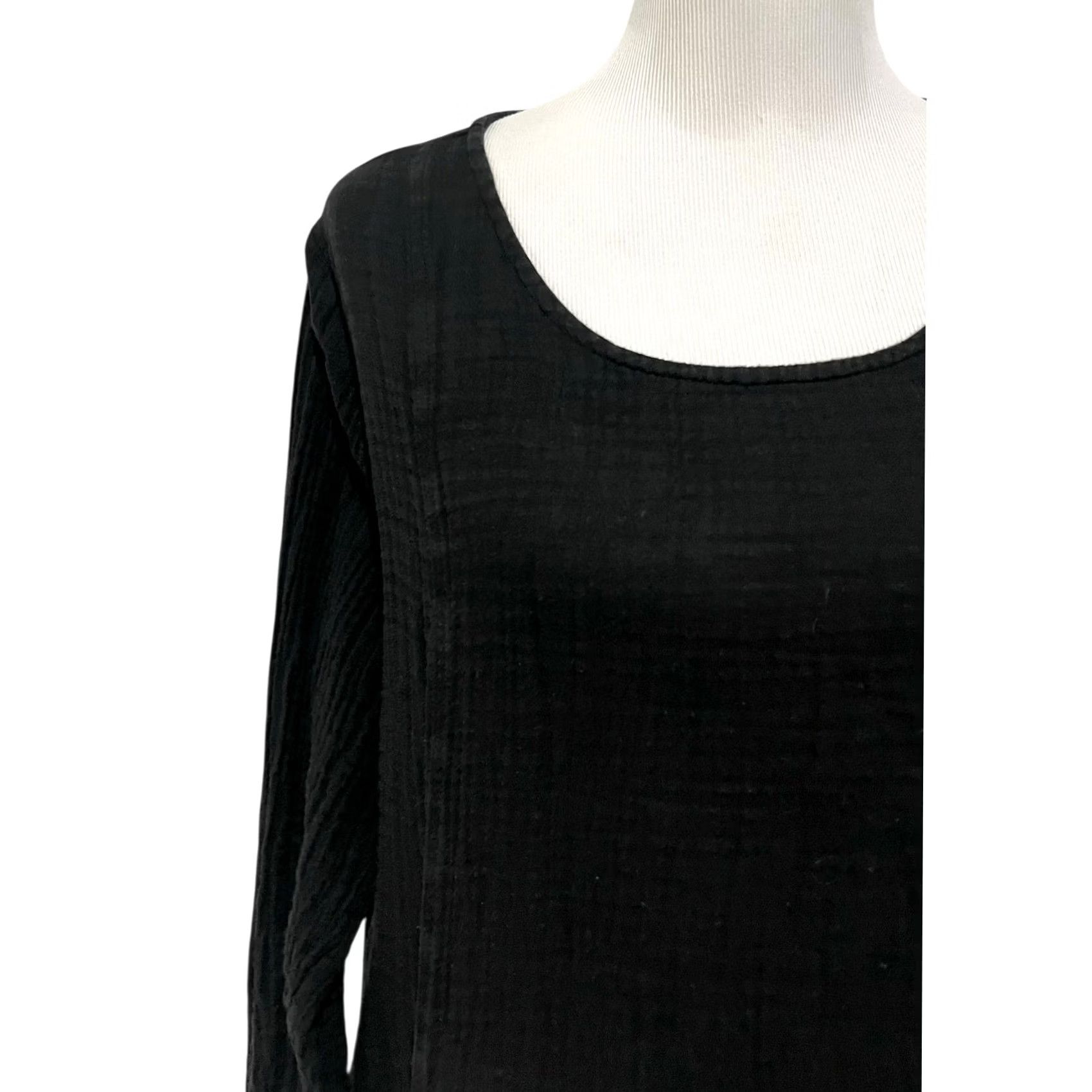 Vintage Shannon Passero Dress Tunic Black 100% Cotton Long Sleeve Sz L Gauzy Vintage? No Size L / US 10 / IT 46 - 3 Thumbnail