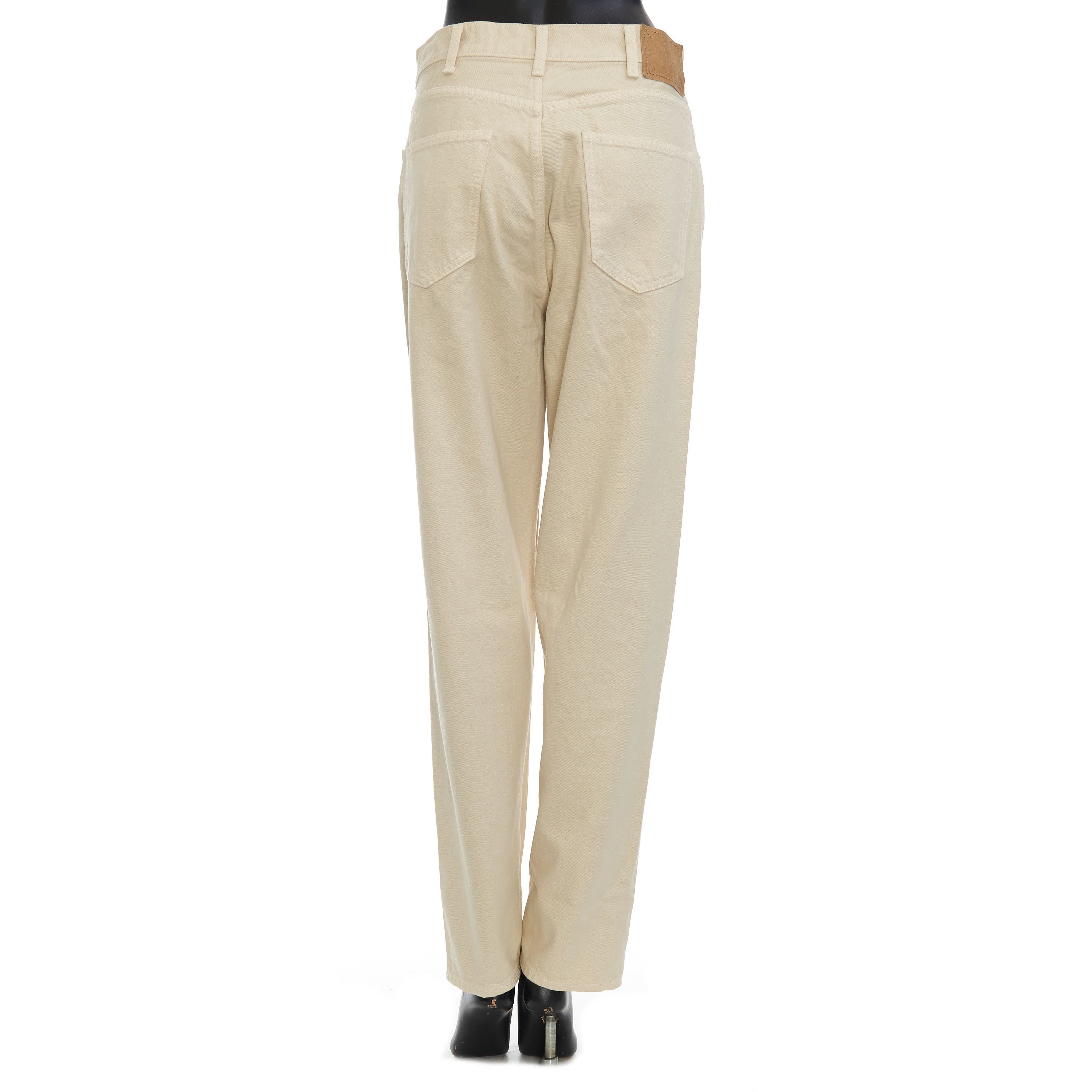 Celine High Waisted Margaret Jeans In Cream Wash Cotton Size 32" / US 10 / IT 46 - 5 Thumbnail