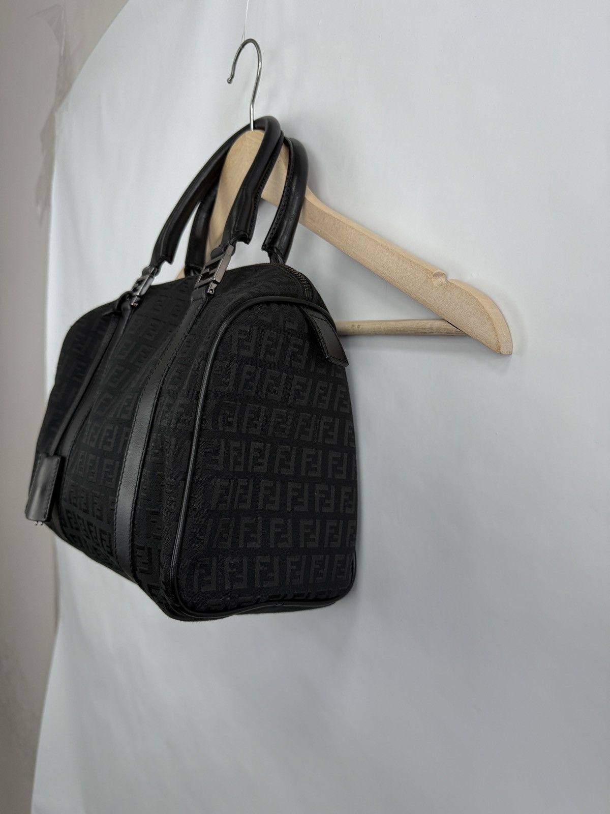 Fendi × Vintage FENDI Zucchino Mini Boston Bag Jacquard 8BL068 Black Handbag Size ONE SIZE - 4 Thumbnail