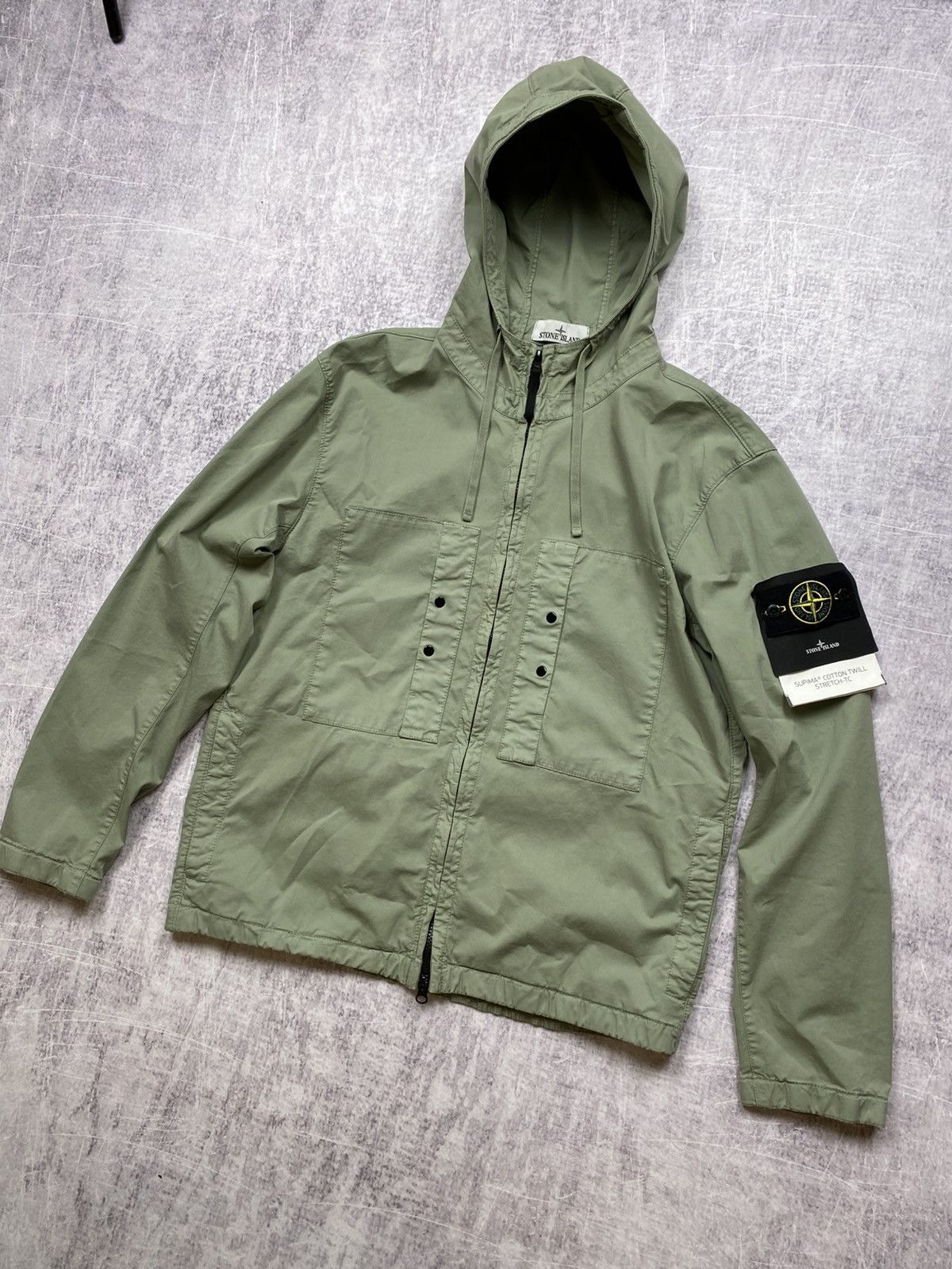Stone Island Khaki Stone Island Supima Cotton Twill Stretch-TC jacket Size US L / EU 52-54 / 3 - 2 Thumbnail