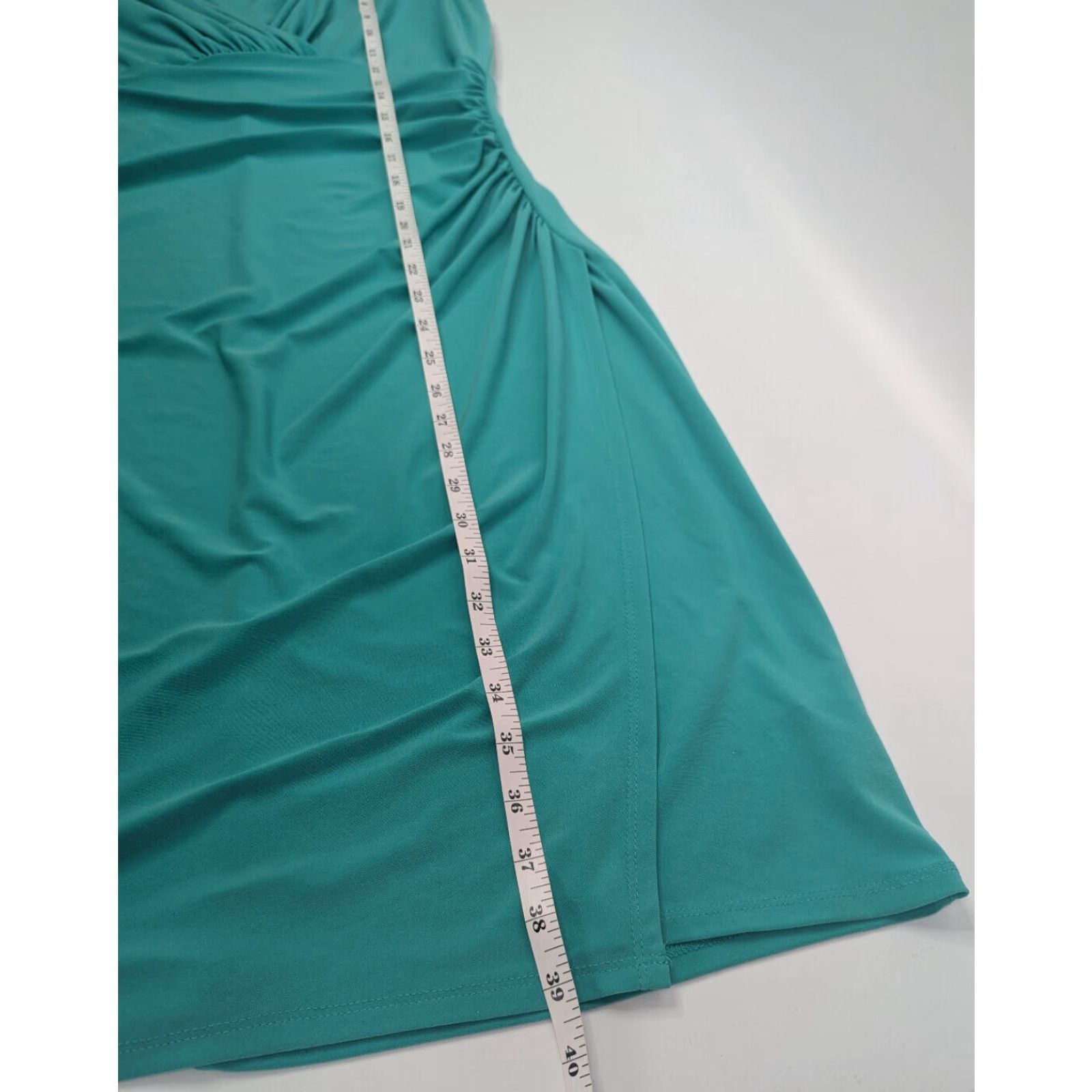 Ralph Lauren Lauren Ralph Lauren Sleeveless Dress Womens Sz 10 Green Ruched Pleated Faux Wrap A-Line Dress Size L / US 10 / IT 46 - 5 Thumbnail
