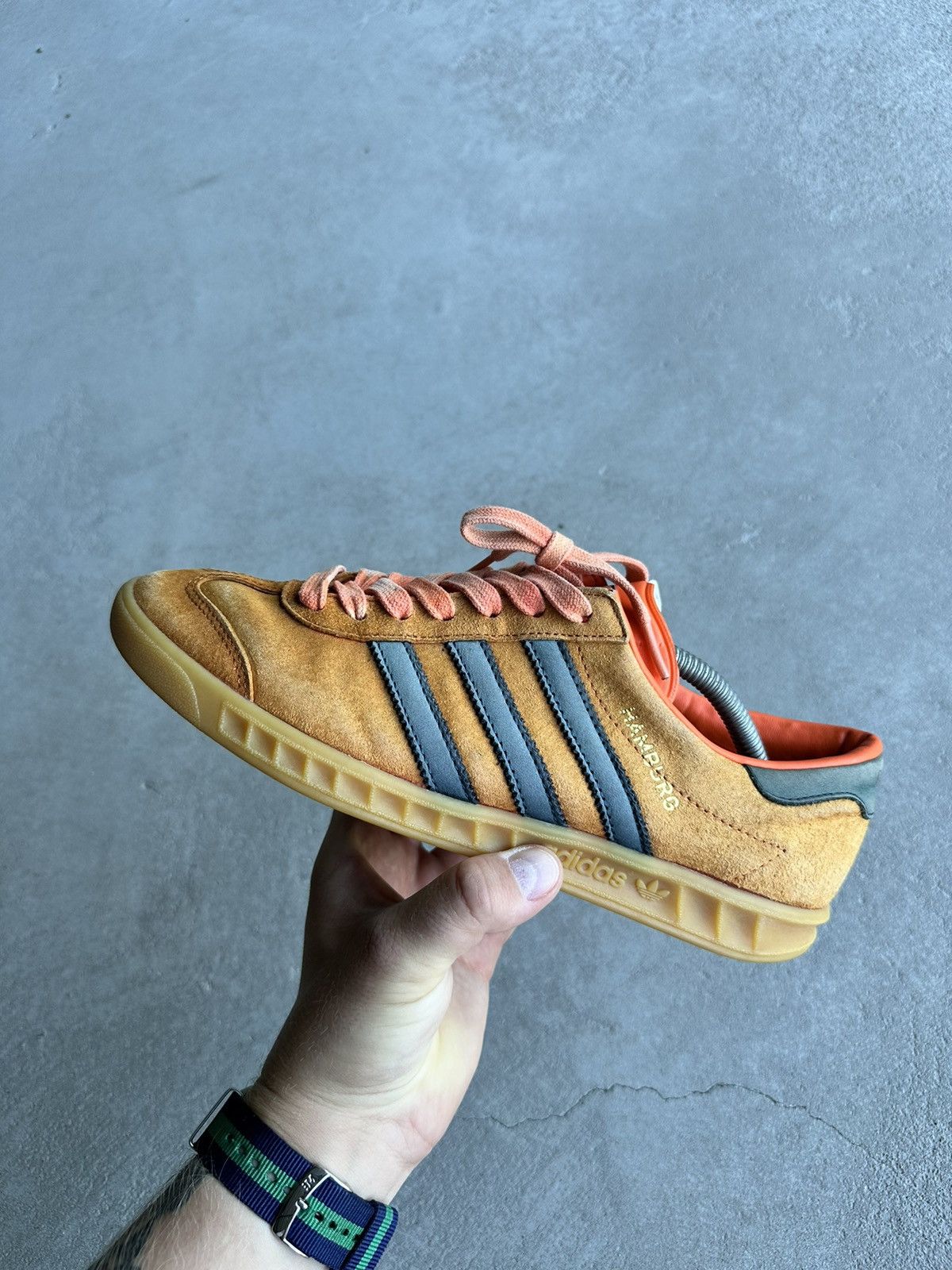 image of Adidas Hamburg OG Low 2015 Hype Sneakers Casual in Orange, Men's (Size 8)