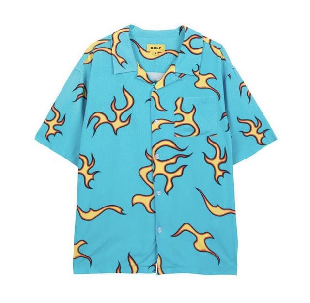 Image of Golf Wang Flame Button Up in Blue, Men's (Size XL)