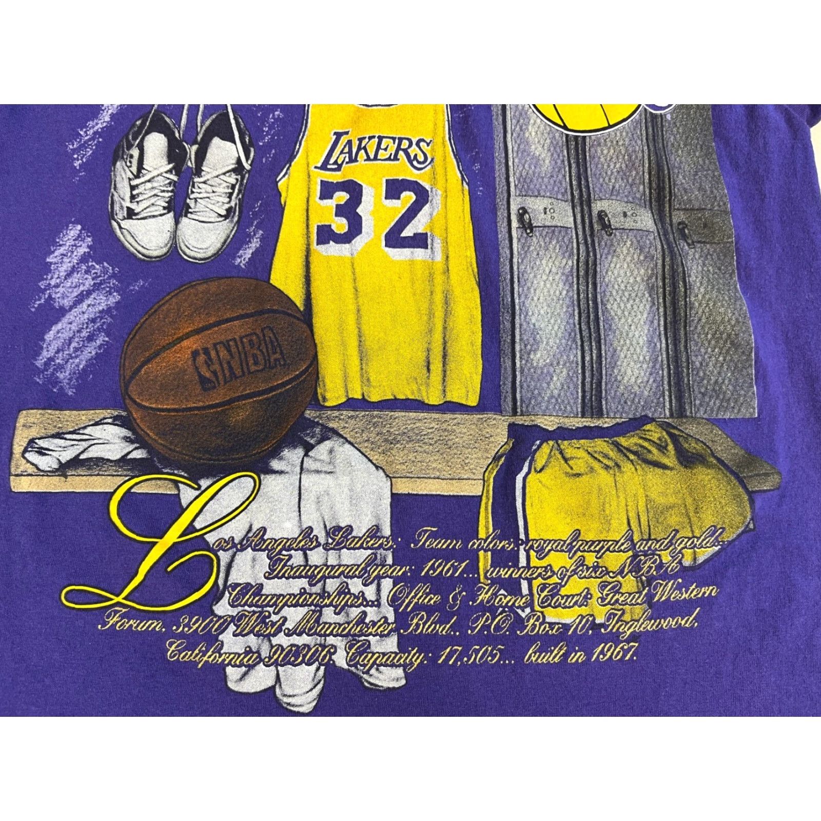 Nutmeg VINTAGE Men's 90s Lakers T-Shirt Nutmeg Made in USA Purple Size M Crew Neck Short Sleeve Cotton Size US M / EU 48-50 / 2 - 4 Thumbnail