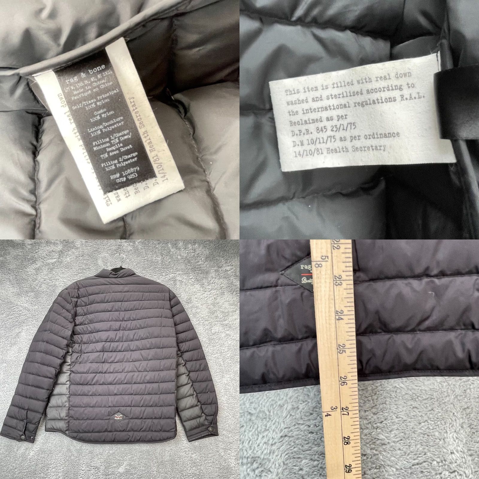 Rag & Bone VINTAGE Rag & Bone Jacket Womens S 36 Black Puffer Coat Down Insulated Water Repellent Gray Softshell Zip Size S / US 4 / IT 40 - 8 Thumbnail