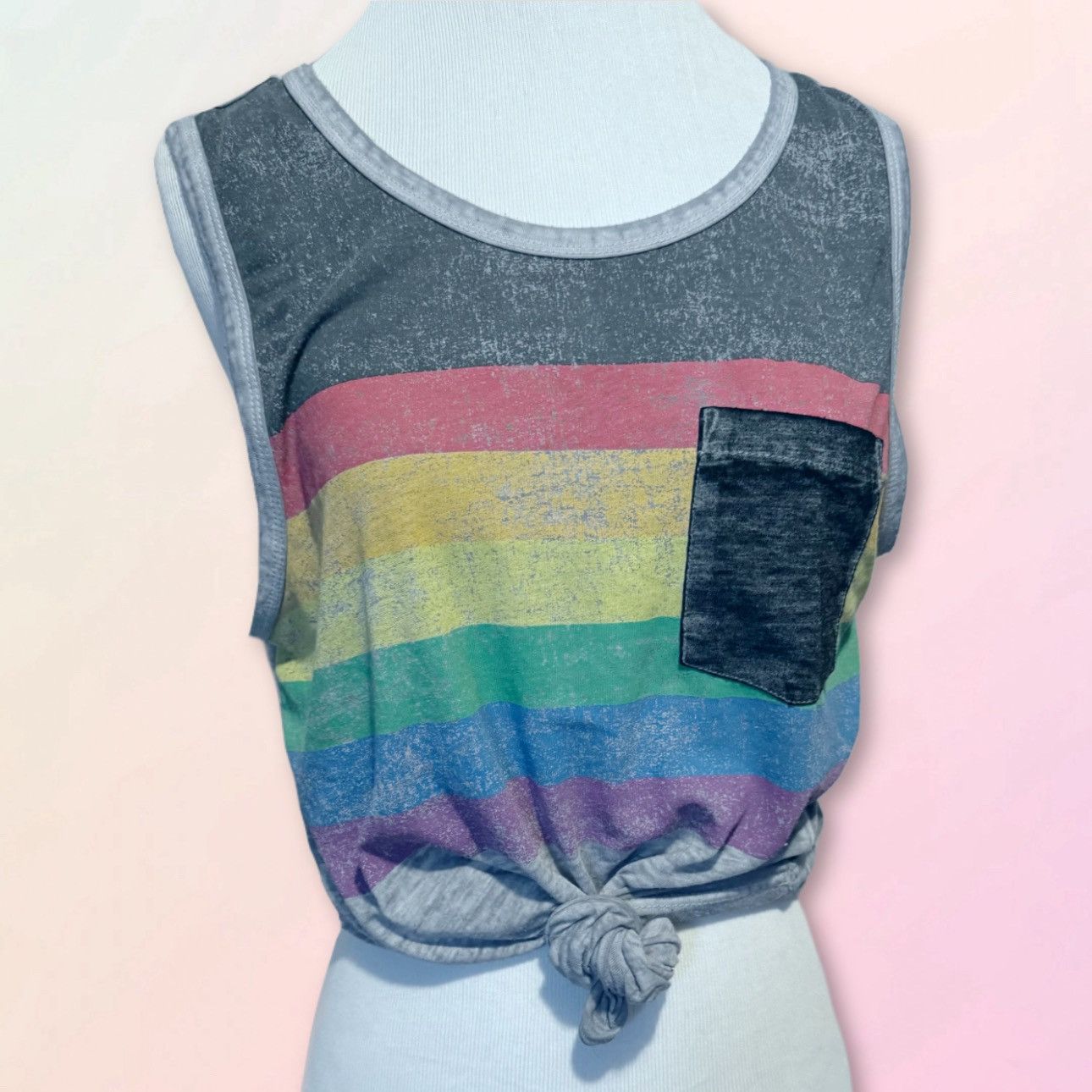 Vintage Vintage, Sheer, Rainbow Striped, Sleeveless Muscle Tank Size US S / EU 44-46 / 1 - 16 Thumbnail