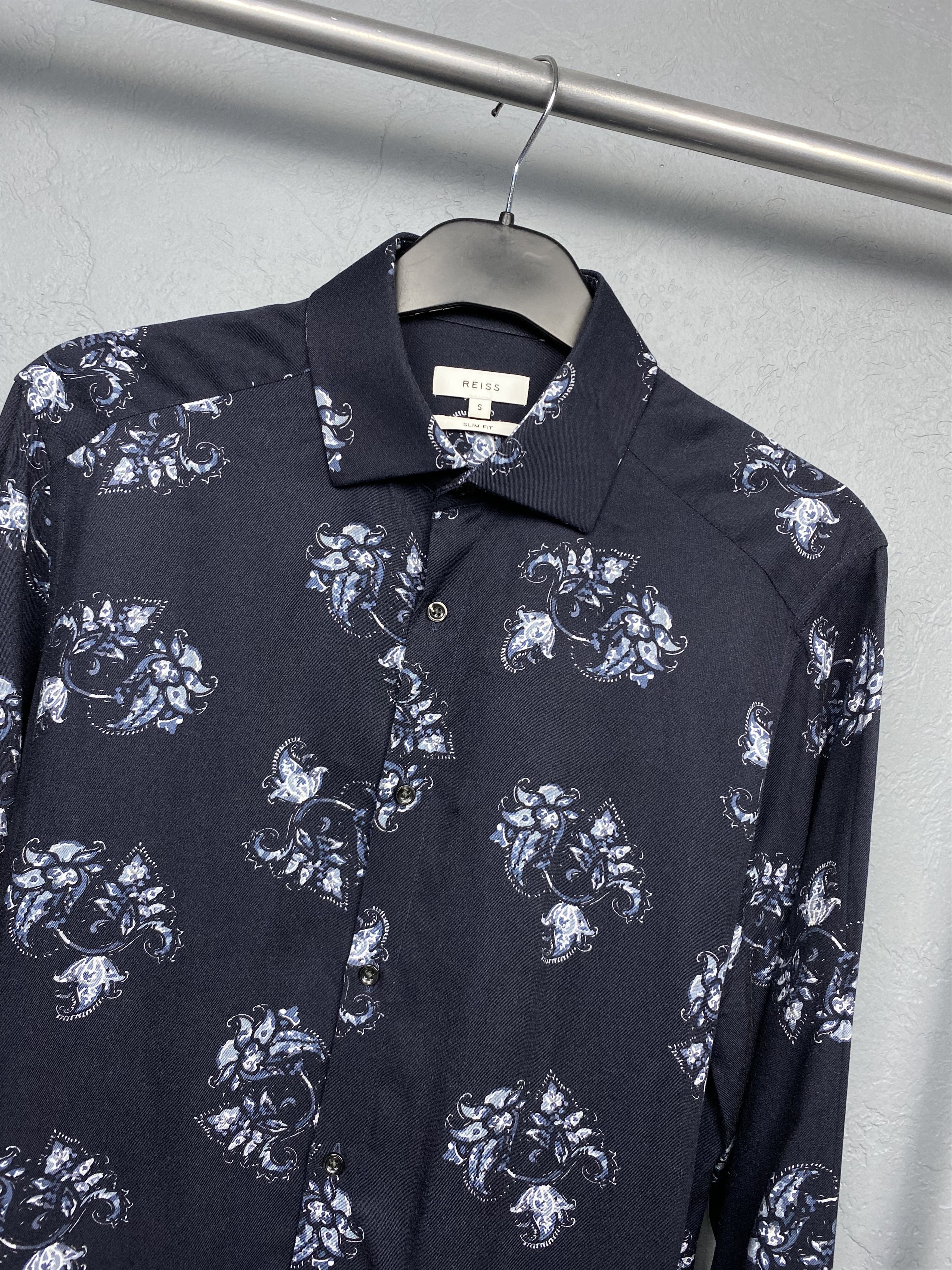 Reiss Reiss Mens Long Sleeve Floral Print Shirt Slim Fit Size US S / EU 44-46 / 1 - 2 Thumbnail