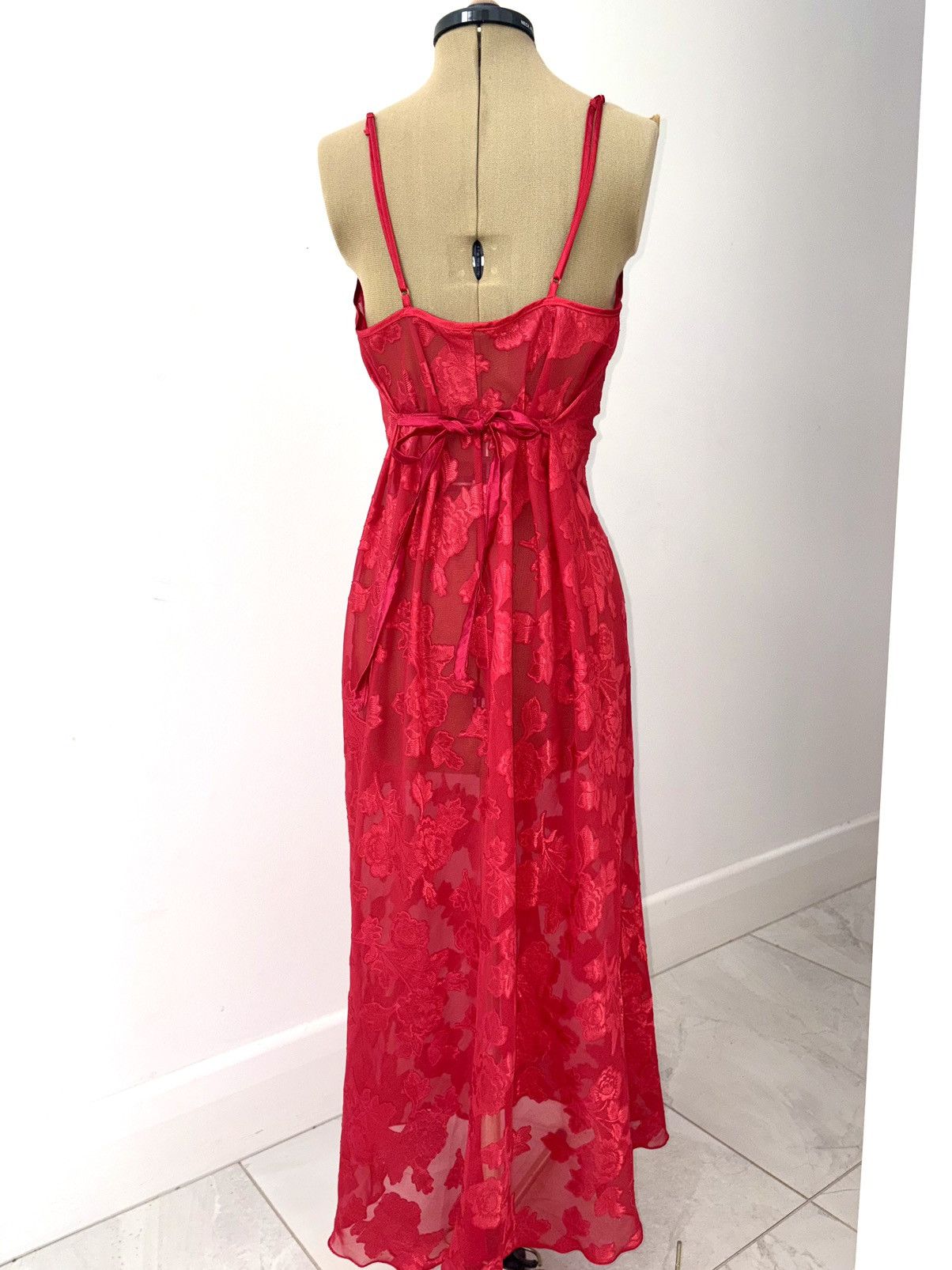 Vintage Floral Red Dress Size M / US 6-8 / IT 42-44 - 5 Thumbnail