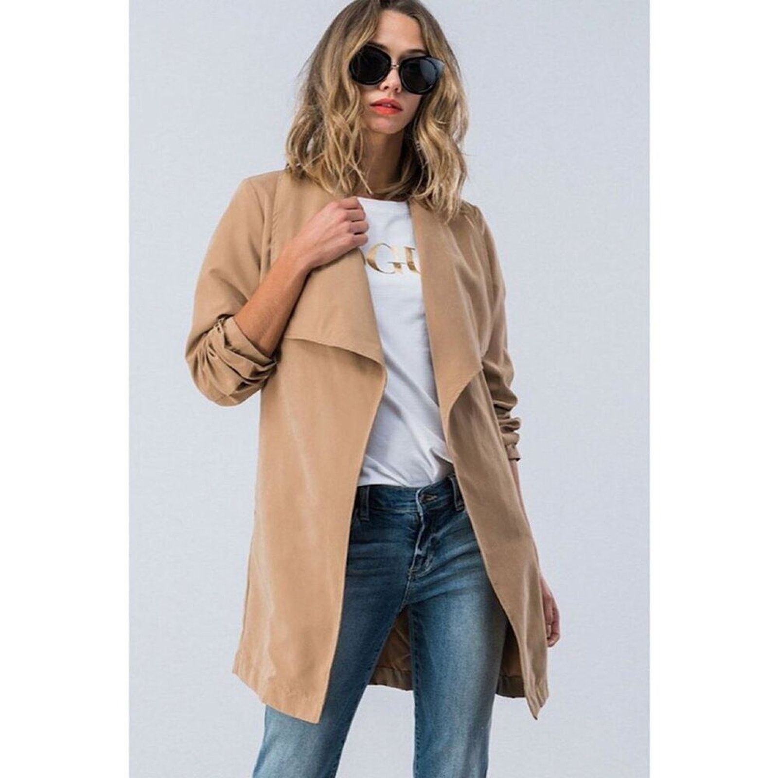 Other • A116 • (L) NWT Oversize Collar Belted Trench Light Jacket Size L / US 10 / IT 46 - 5 Thumbnail