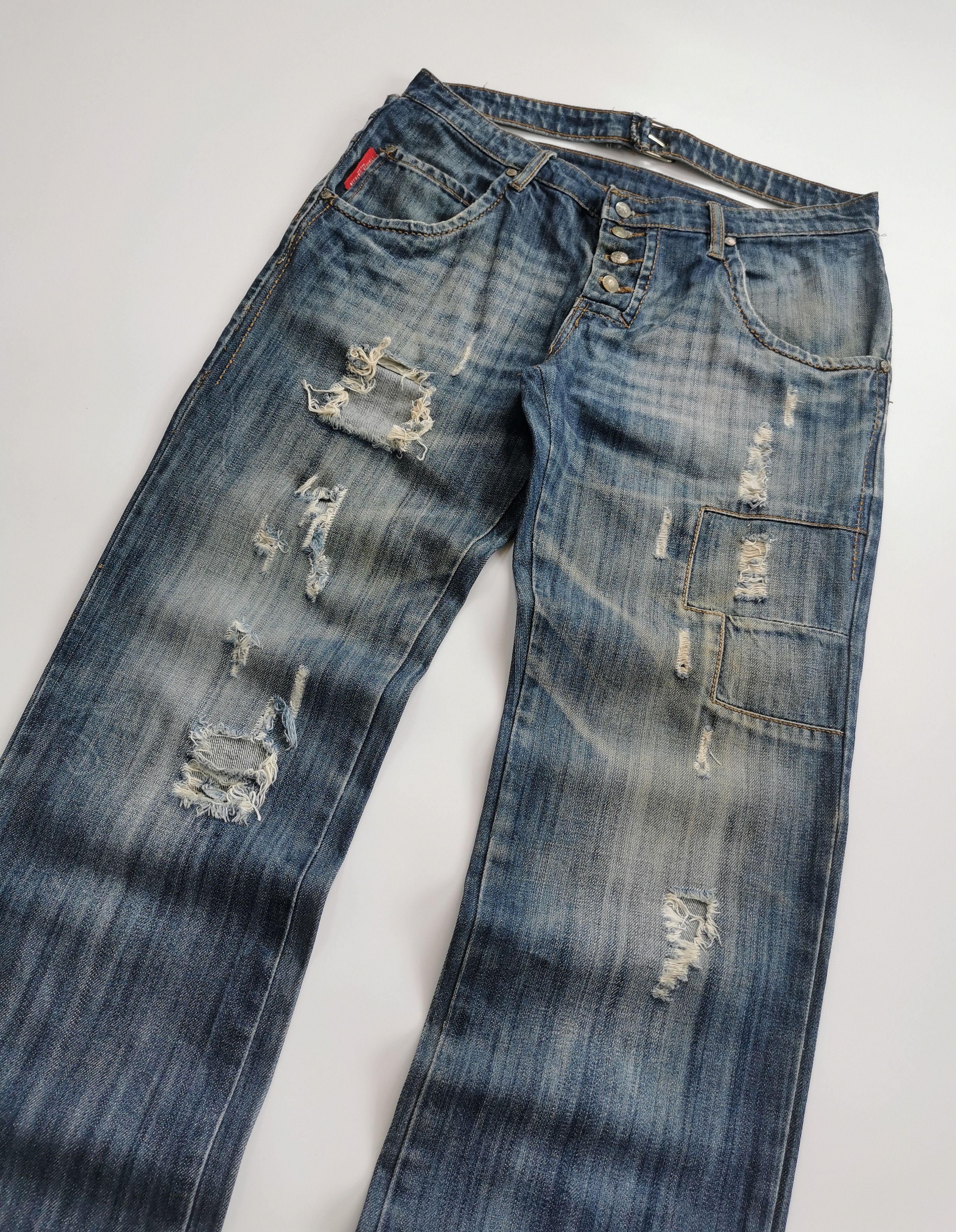 Frankie Morello Frankie Morello Y2K Gimmick Skull Damage Processing Jeans Size US 32 / EU 48 - 13 Thumbnail