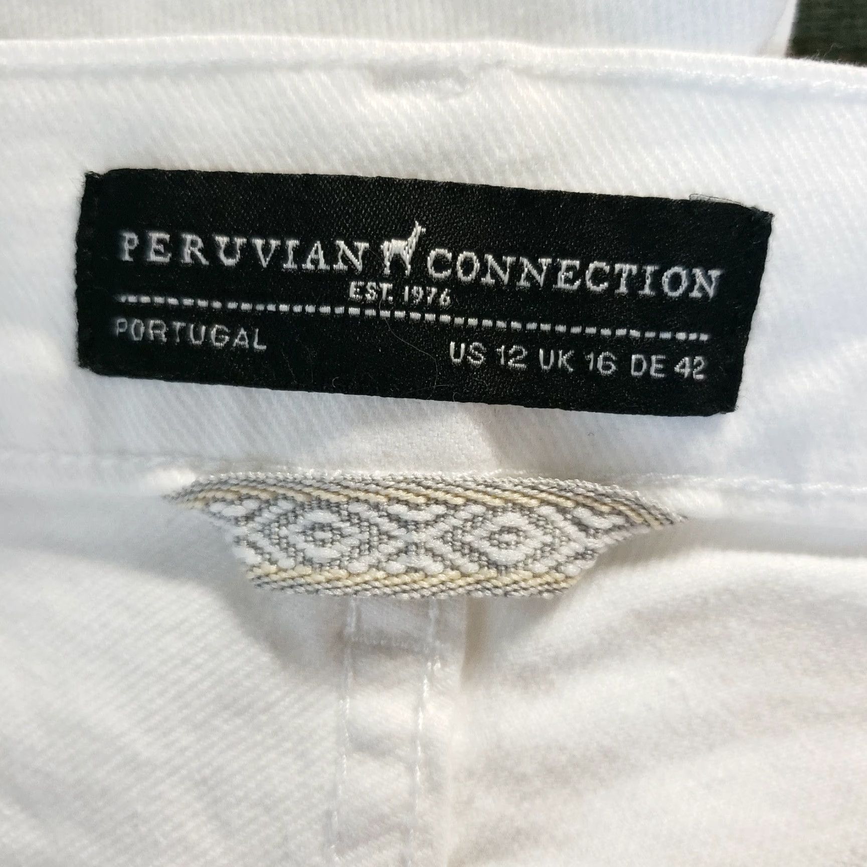 Vintage Peruvian Connection Womens Cimarron Jeans Sz 12 White High Rise Button Fly Skinny Denim Cotton Blend Regular Inseam 29 Womens Size 34" / US 12 / IT 48 - 8 Thumbnail