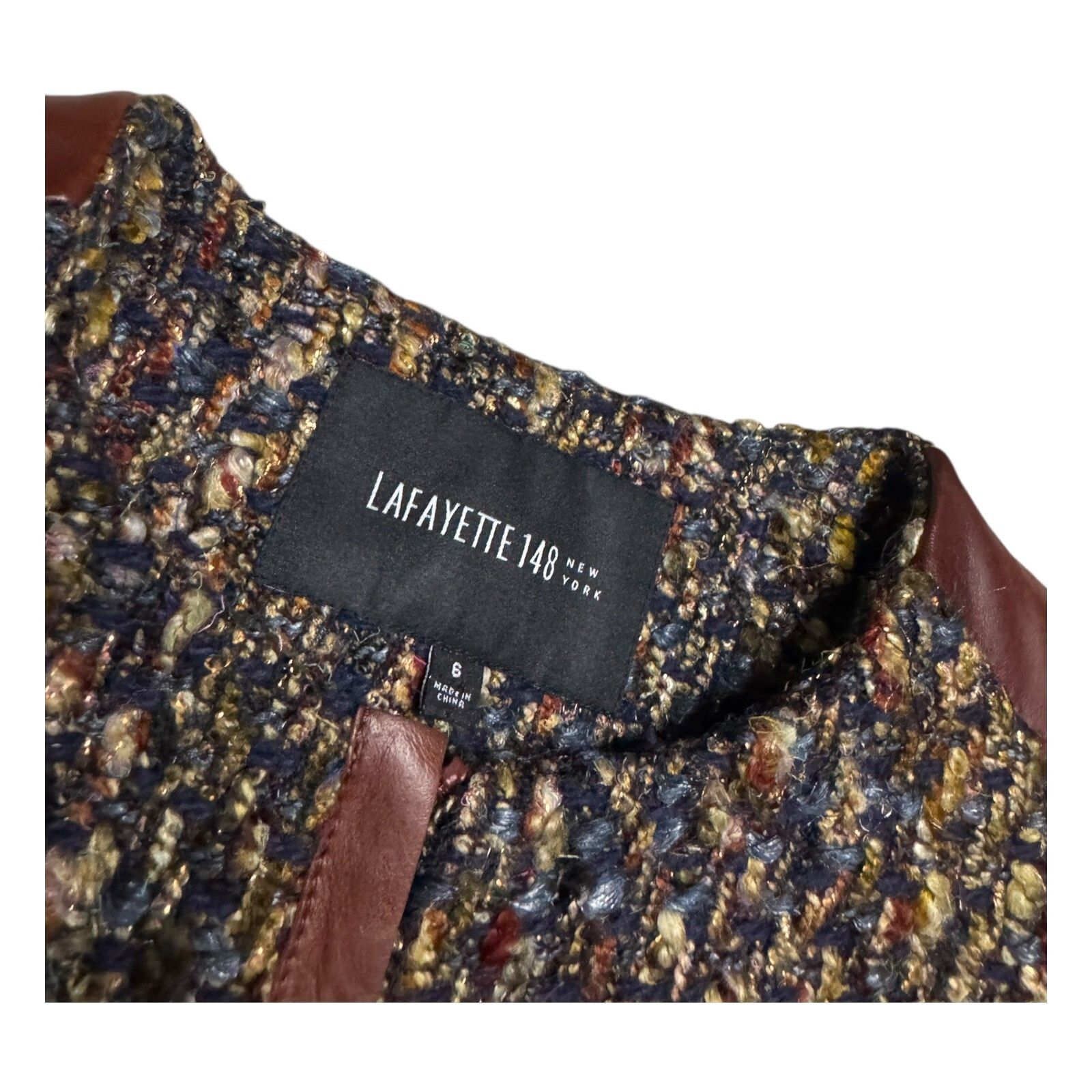 Lafayette 148 LAFAYETTE 148 Luxury Designer WOOL & LEATHER Jacket Size 6 Size S / US 4 / IT 40 - 6 Thumbnail