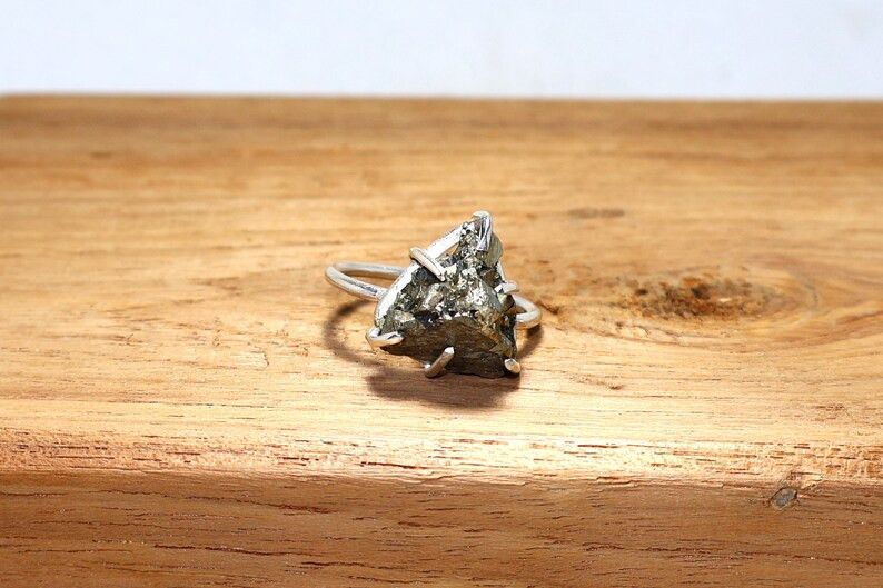 Handmade Handmade Pyrite Sterling Silver Ring: Rough Stone Jewelry Size ONE SIZE - 2 Thumbnail