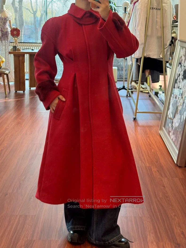 Fendi Fendi Crimson cashmere coat with real mink cuffs Size XS / US 0-2 / IT 36-38 - 7 Thumbnail