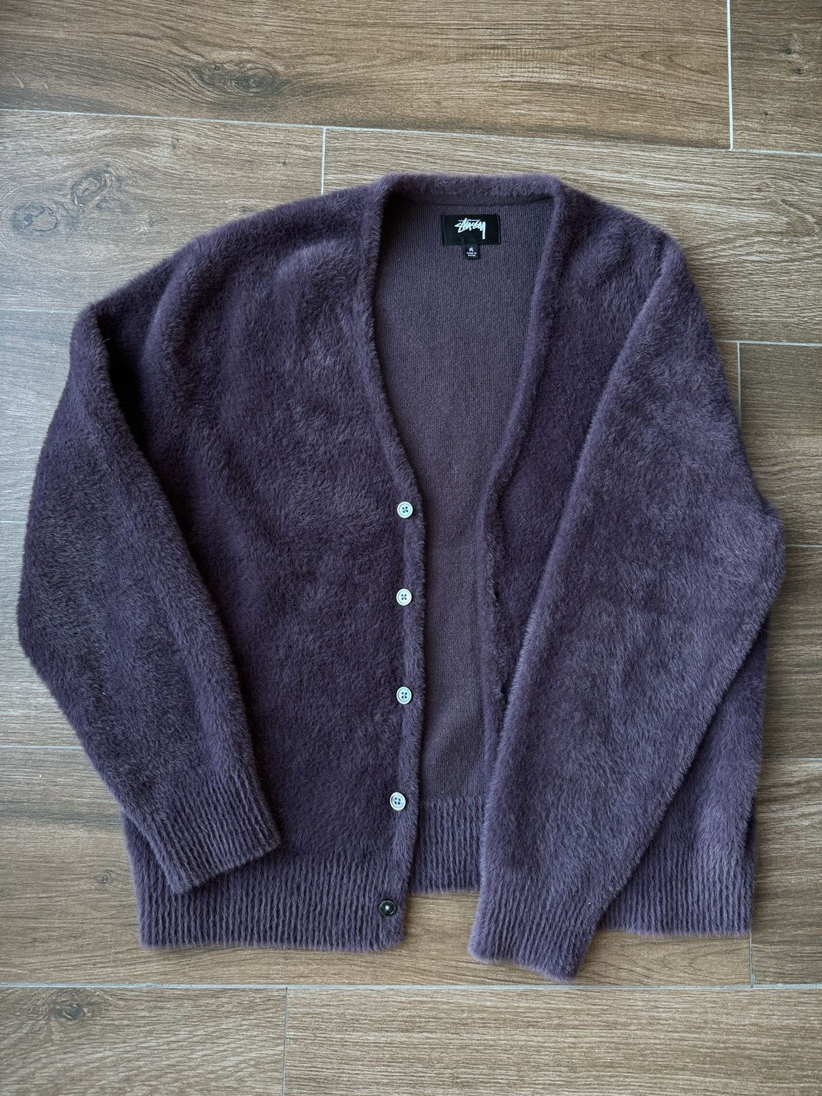 STUSSY SHAGGY CARDIGAN PURPLE