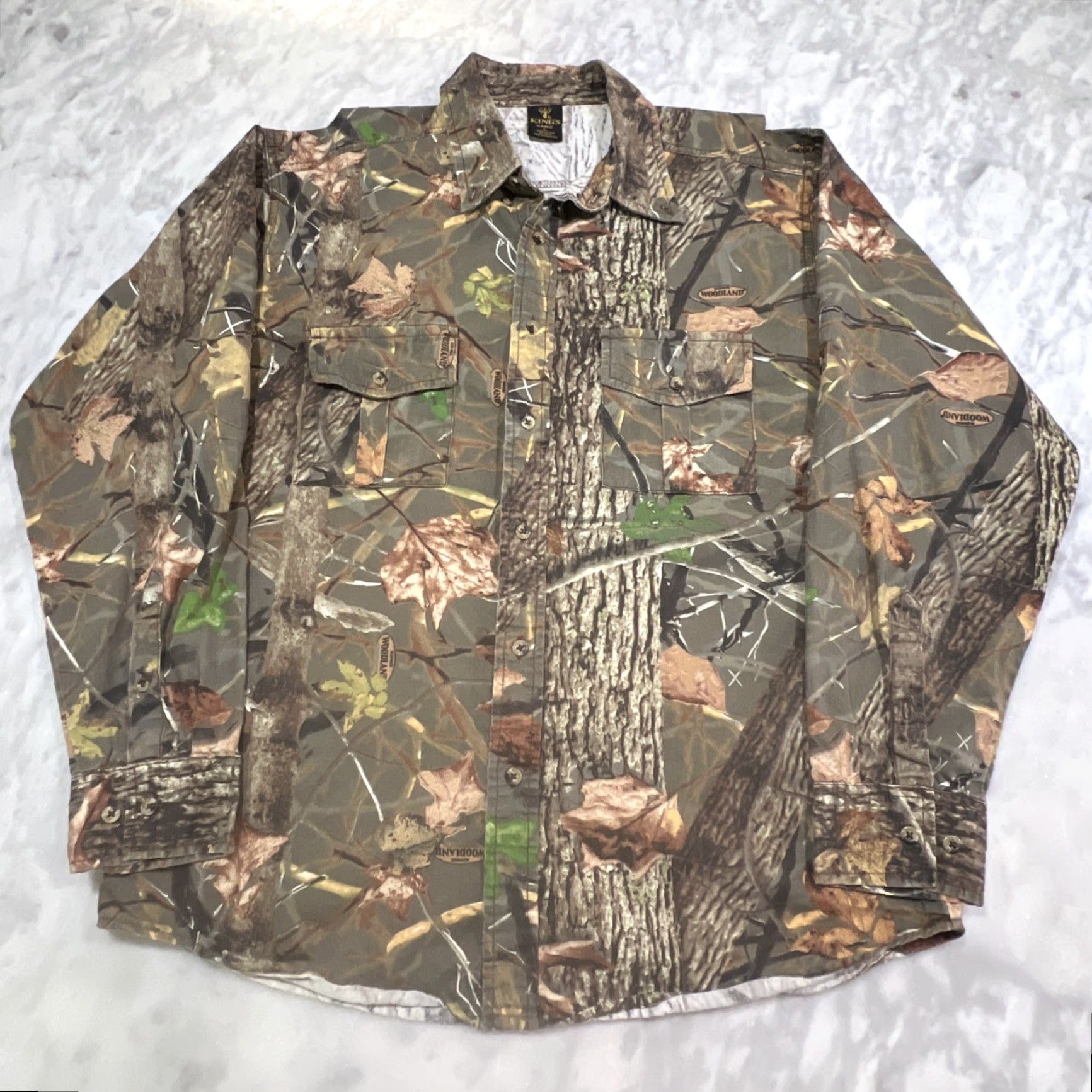 AMO Kings Camo Button Up Shirt Men's Large Long Sleeve Multicolor Camouflage Hunting Travel Size US L / EU 52-54 / 3 - 2 Thumbnail
