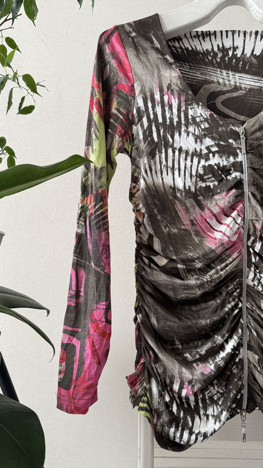 Hysteric Glamour Y2K Deconstructed Abstract Print High Fashion Zip Jacket Size M / US 6-8 / IT 42-44 - 2 Thumbnail