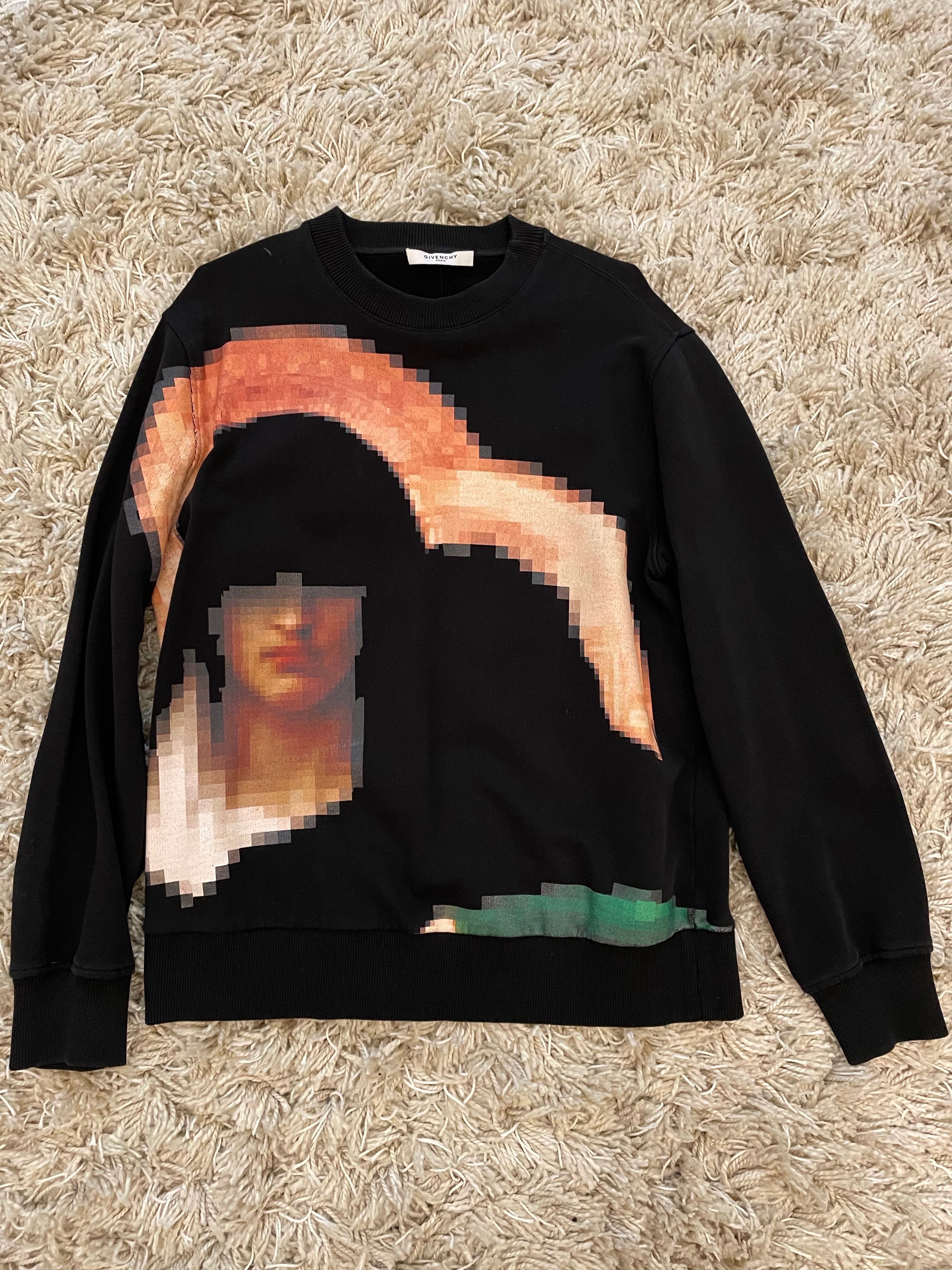 Pre-owned Givenchy Pixelated Madonna Print Sweatshirt In Black