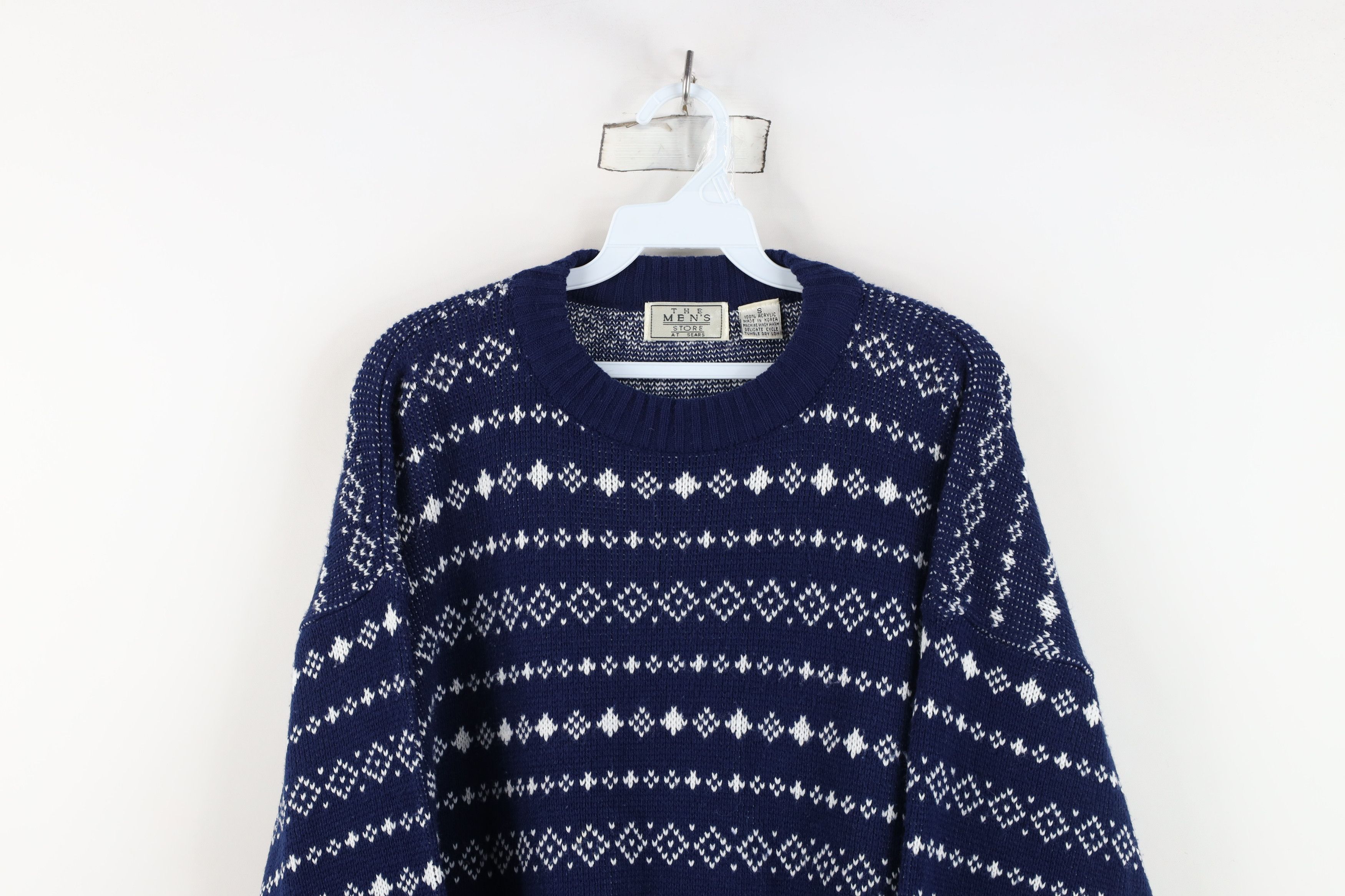 Vintage Vintage 90s Streetwear Knit Crewneck Sweater Blue Acrylic Size US S / EU 44-46 / 1 - 2 Thumbnail