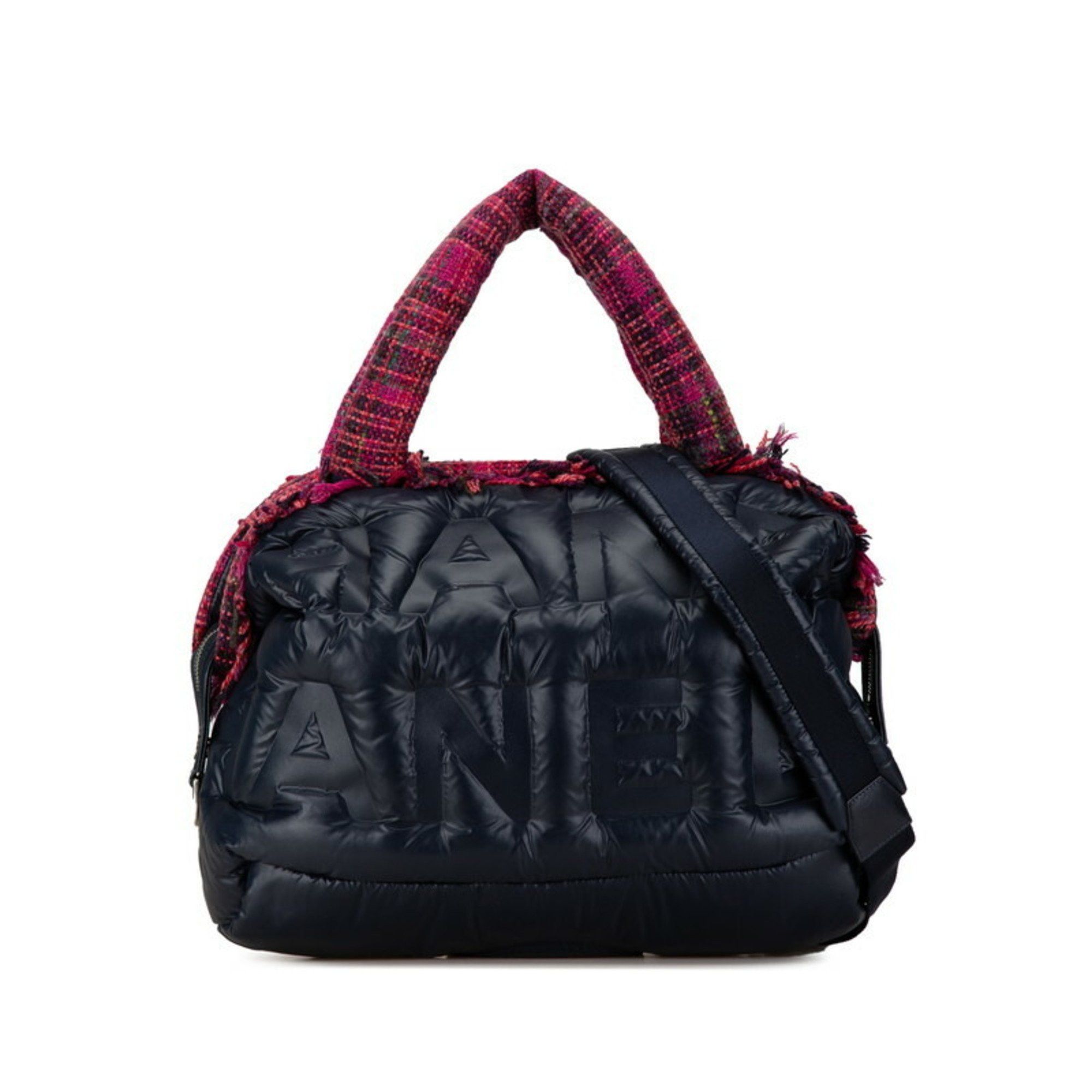 Chanel Chanel Doudone Coconneige Embossed Handbag Shoulder Bag Navy Pink Nylon Wool Women's CHANEL Size ONE SIZE - 1 Thumbnail