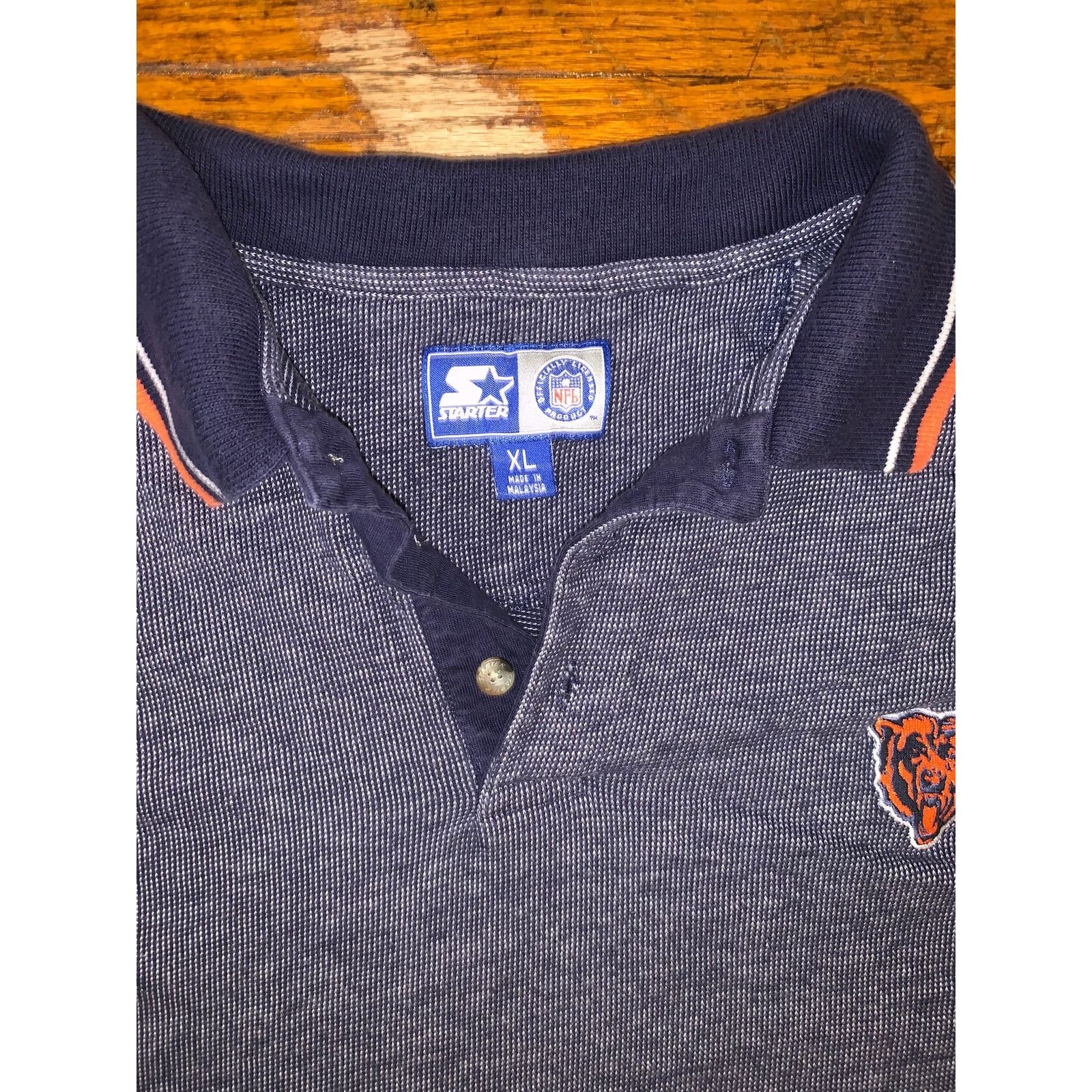 NFL × Starter Starter Chicago Bears Polo XL NFL Navy Orange Embroidered Size US XL / EU 56 / 4 - 4 Thumbnail