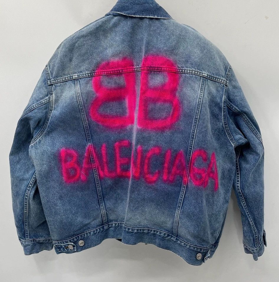 Balenciaga Balenciaga Blue Spray-painted Printed Logo Denim