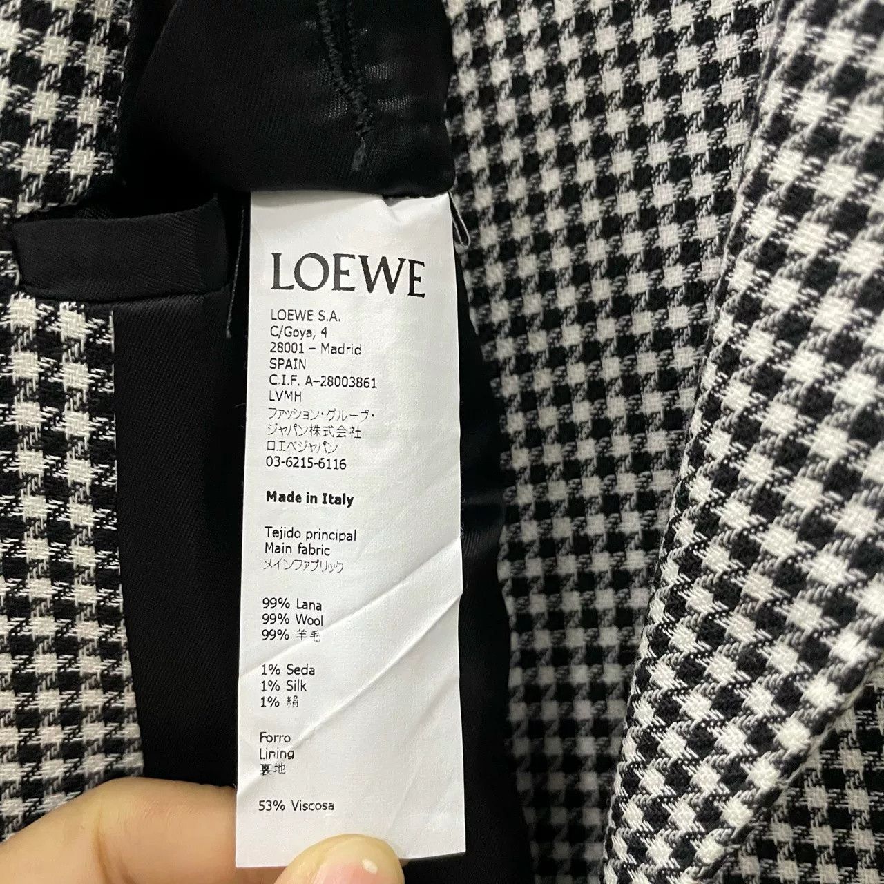 Loewe LOEWE Houndstooth Double-Breasted Coat Size US S / EU 44-46 / 1 - 4 Thumbnail