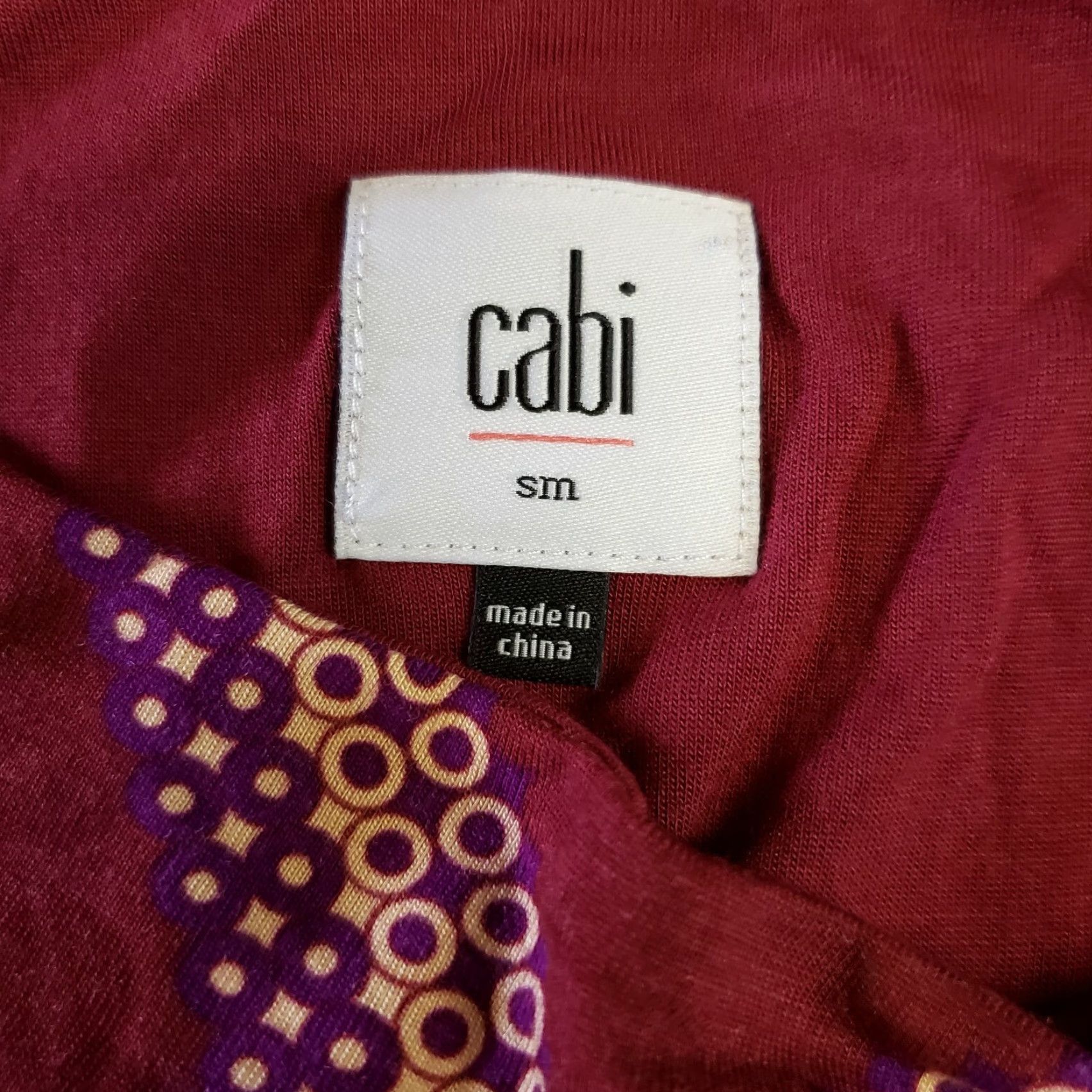 Vintage CAbi 3084 Womens Tank Top Printed Draped Sleeveless Casual Red Rayon S Small Maroon Purple Size S / US 4 / IT 40 - 4 Thumbnail