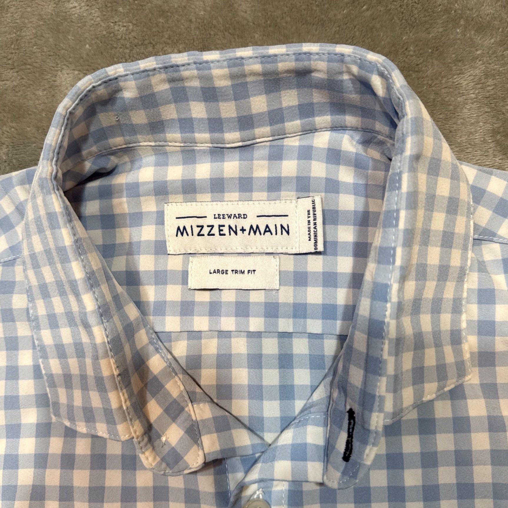 Mizzen+Main Mizzen+Main Shirt Mens Large Blue Gingham Leeward Trim Fit Stretch Business Size US L / EU 52-54 / 3 - 3 Thumbnail