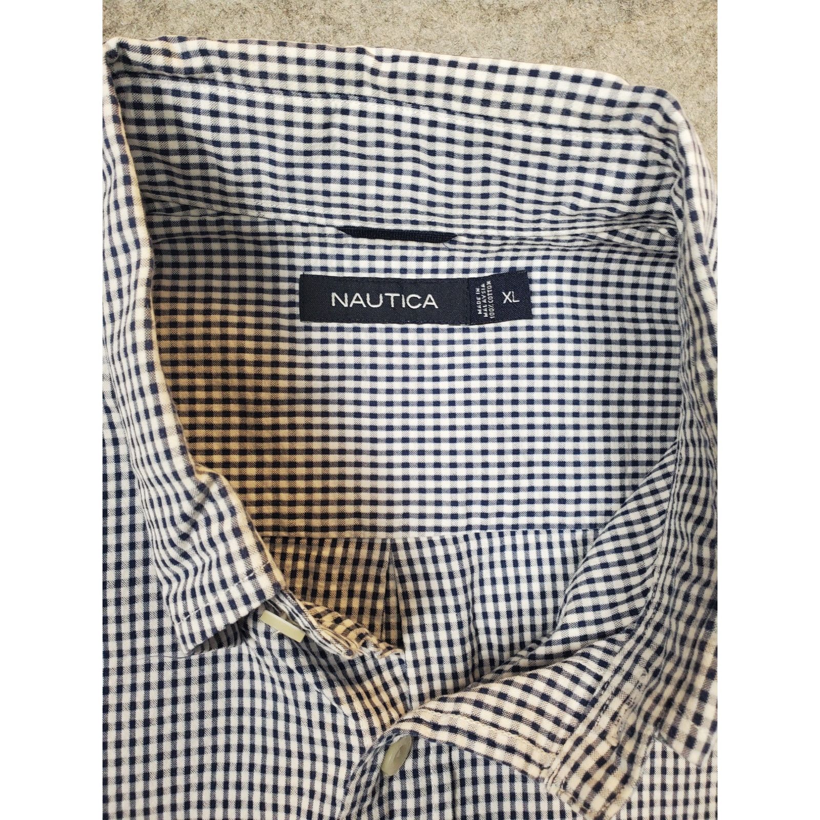 Nautica Nautica Mens XL Button Down Shirt Blue White Seersucker Size US XL / EU 56 / 4 - 3 Thumbnail